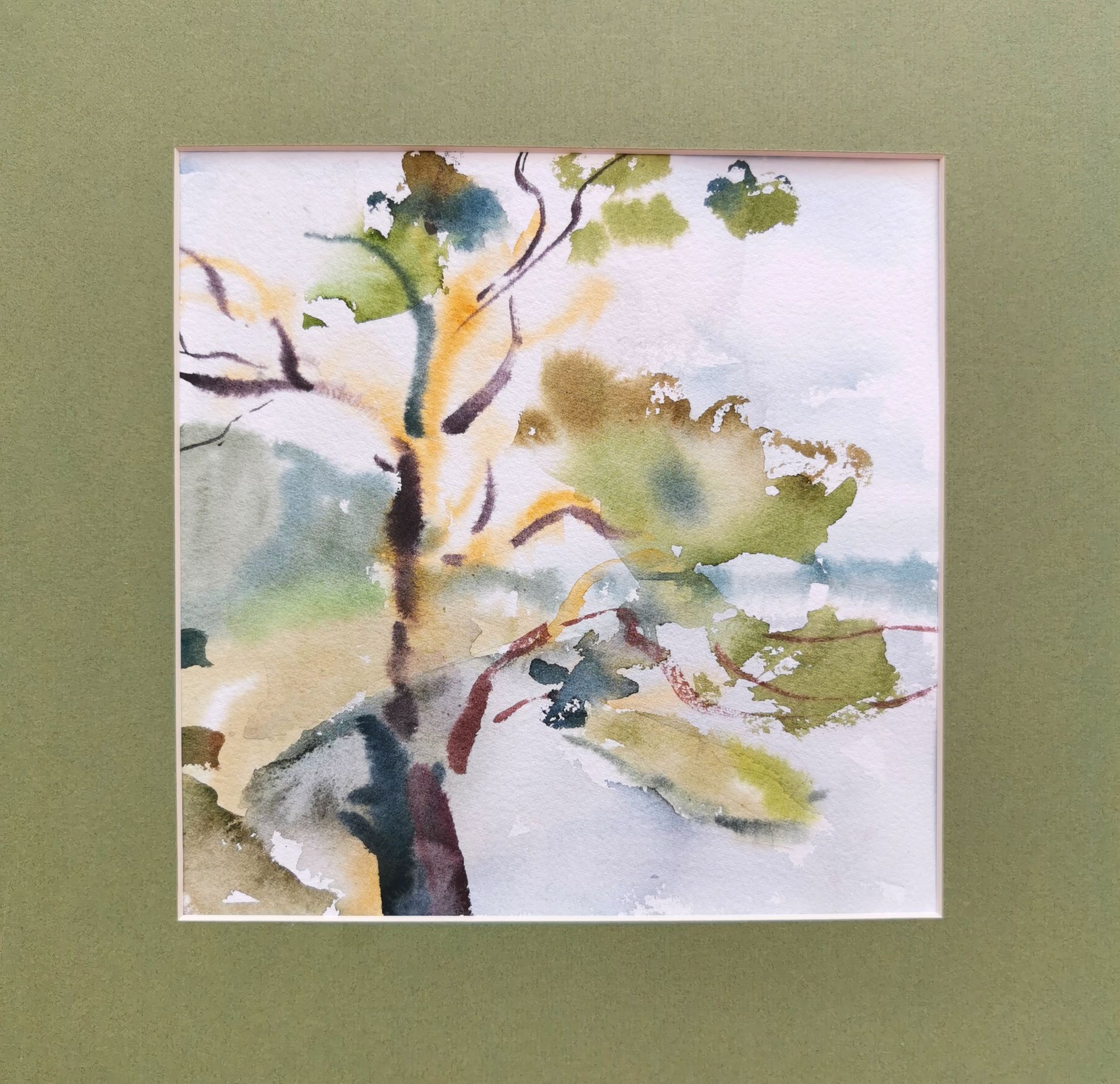 Регина Буглеева (Авторская графика - 
                  30 x 30 см) Сосна на берегу реки