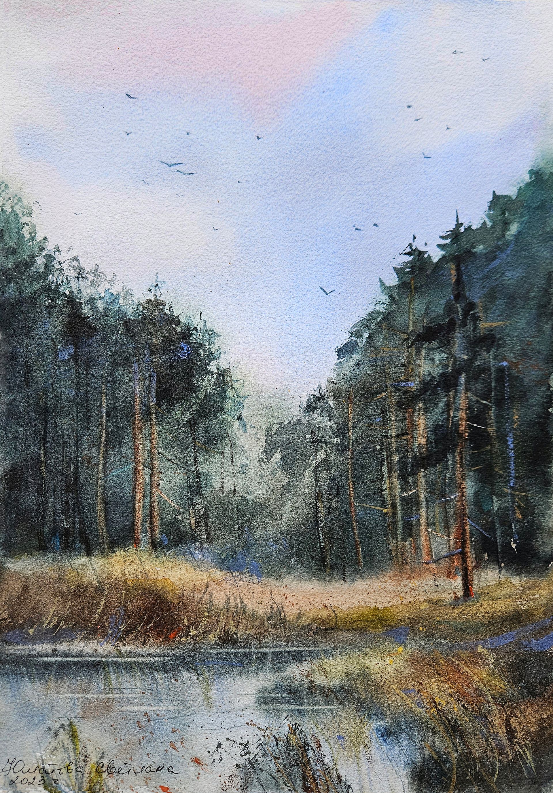 Светлана Юматова (Авторская графика - 
                  23 x 33 см) В конце лета