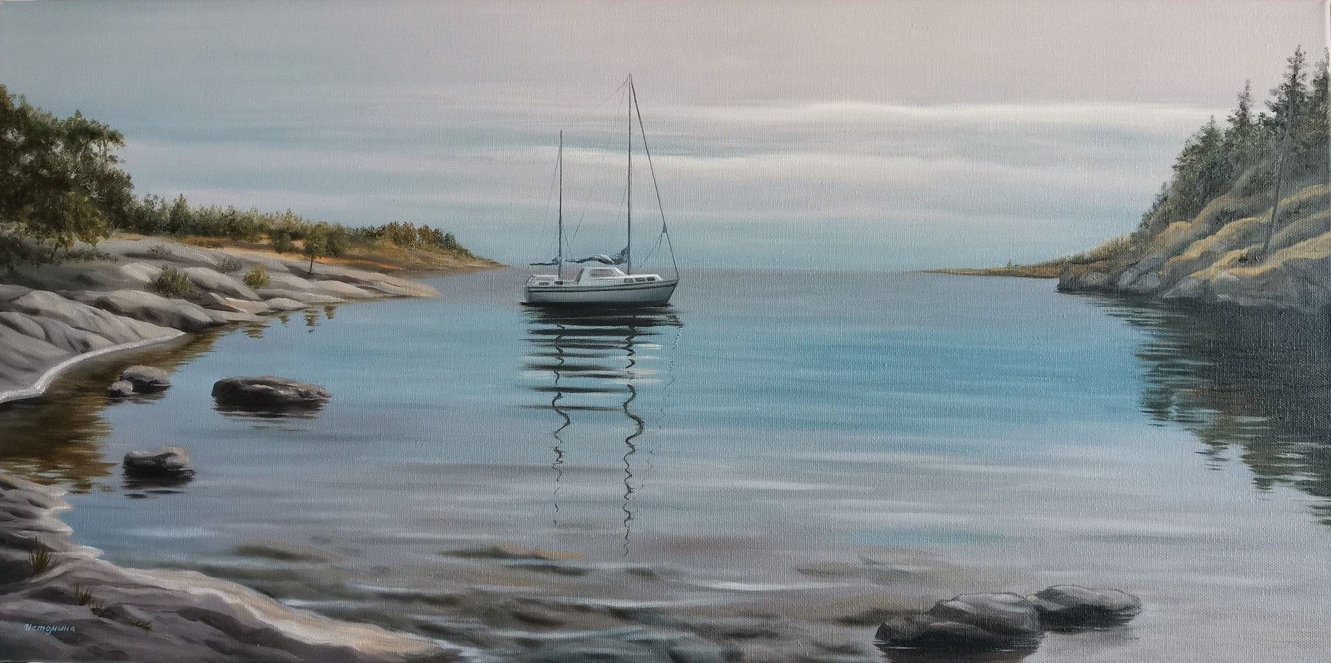 Елена Истомина (Картина, живопись - 
                  80 x 40 см) В бухте