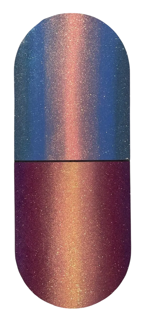 Людмила Константинова (Картина, живопись - 
                  40 x 100 см) Таблетка. Из серии “I Think I’m Dumb or Maybe Just Happy”