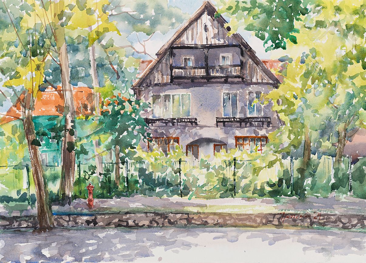 Юлия Третьякова (Авторская графика - 
                  54 x 38 см) Вилла "Розенхаус", г. Светлогорск
