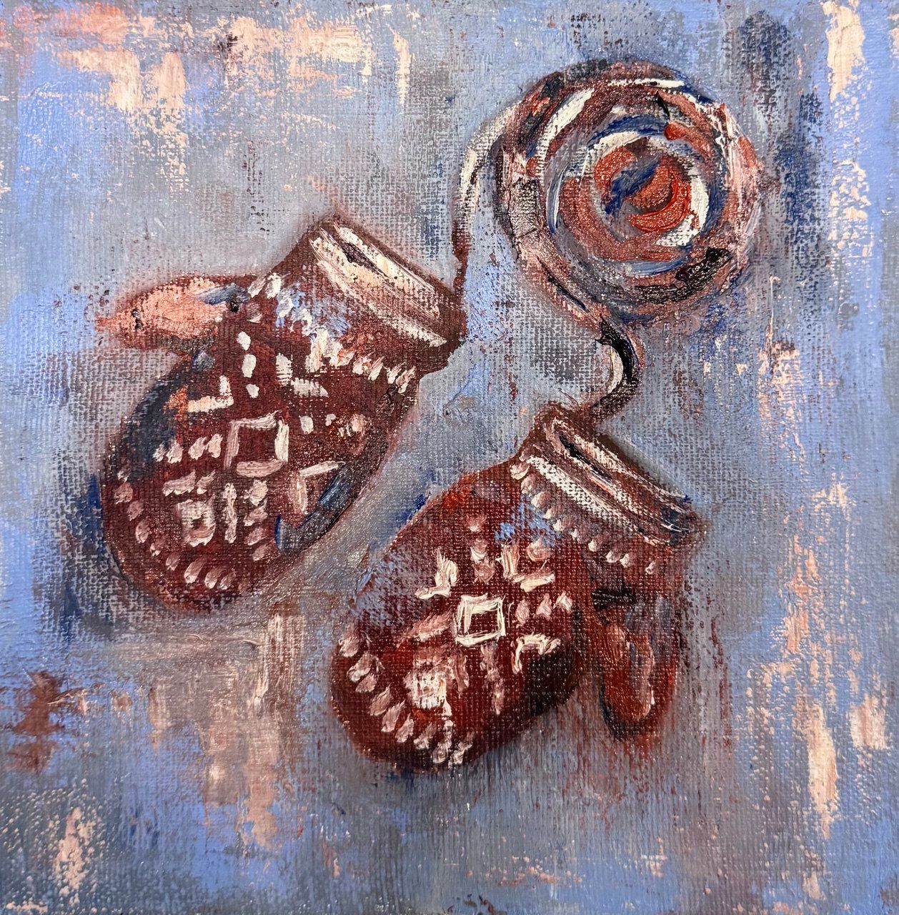 Белла Новинькова (Картина, живопись - 
                  20 x 20 см) Варежки