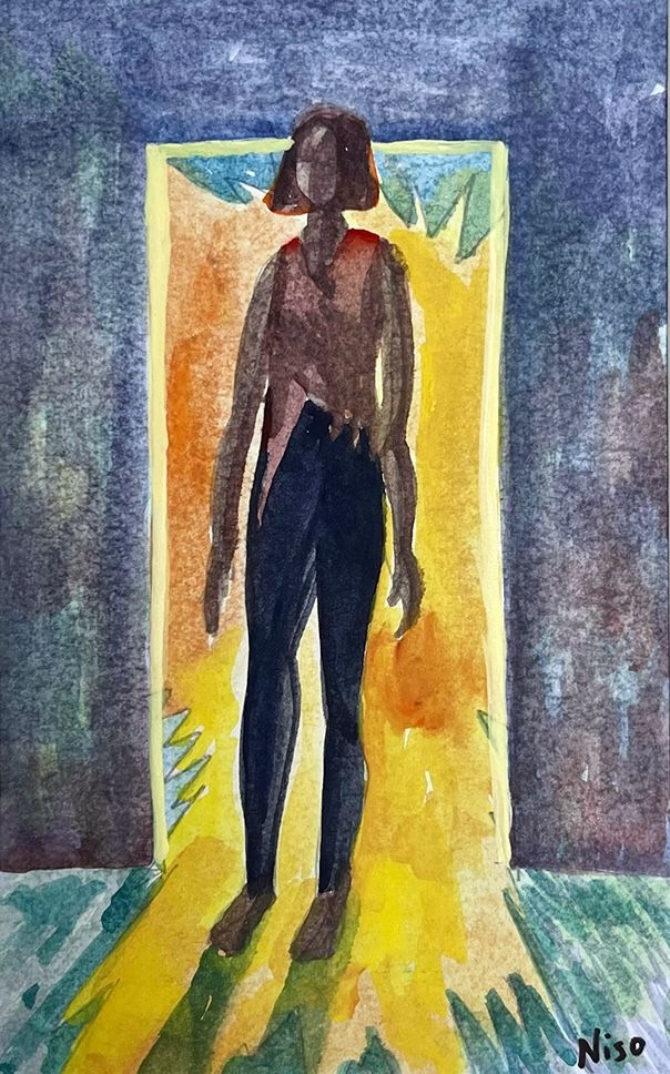 Нисо Атаханова (Авторская графика - 
                  21 x 27 см) В поисках света