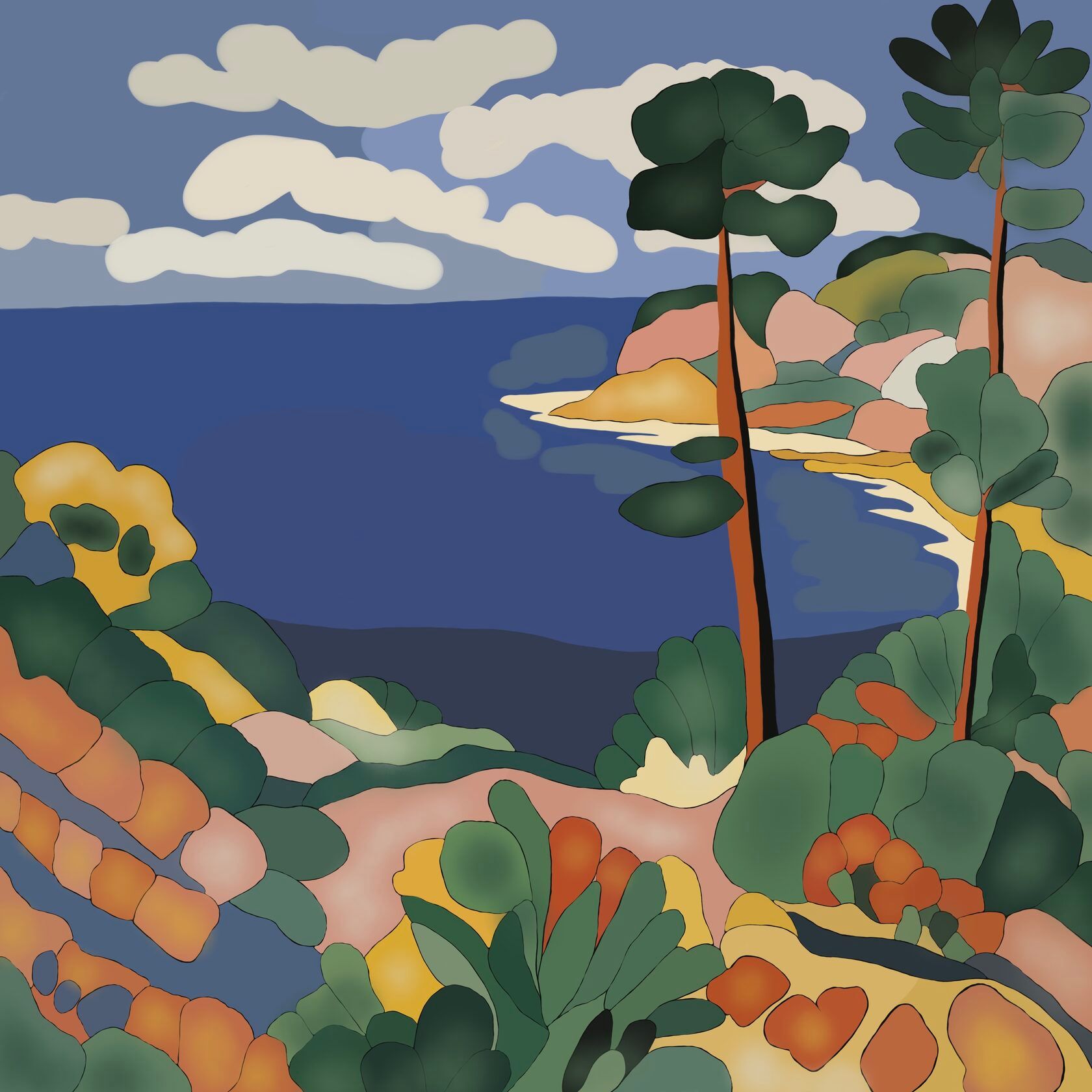 Нина Цориева (Картина, живопись - 
                  70 x 70 см) Морской пейзаж