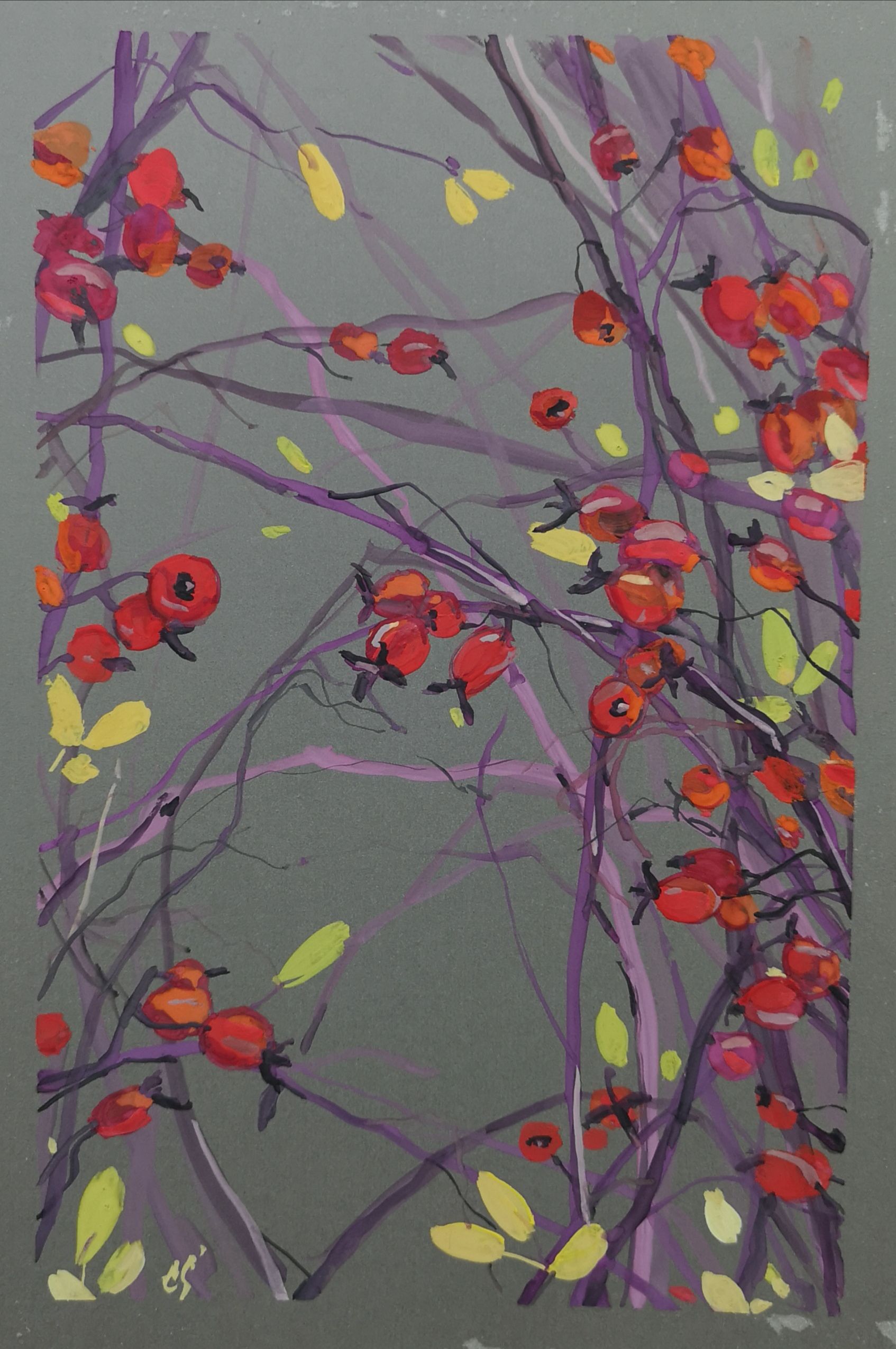 Елена Санина (Авторская графика - 
                  21 x 30 см) Алеет шиповник