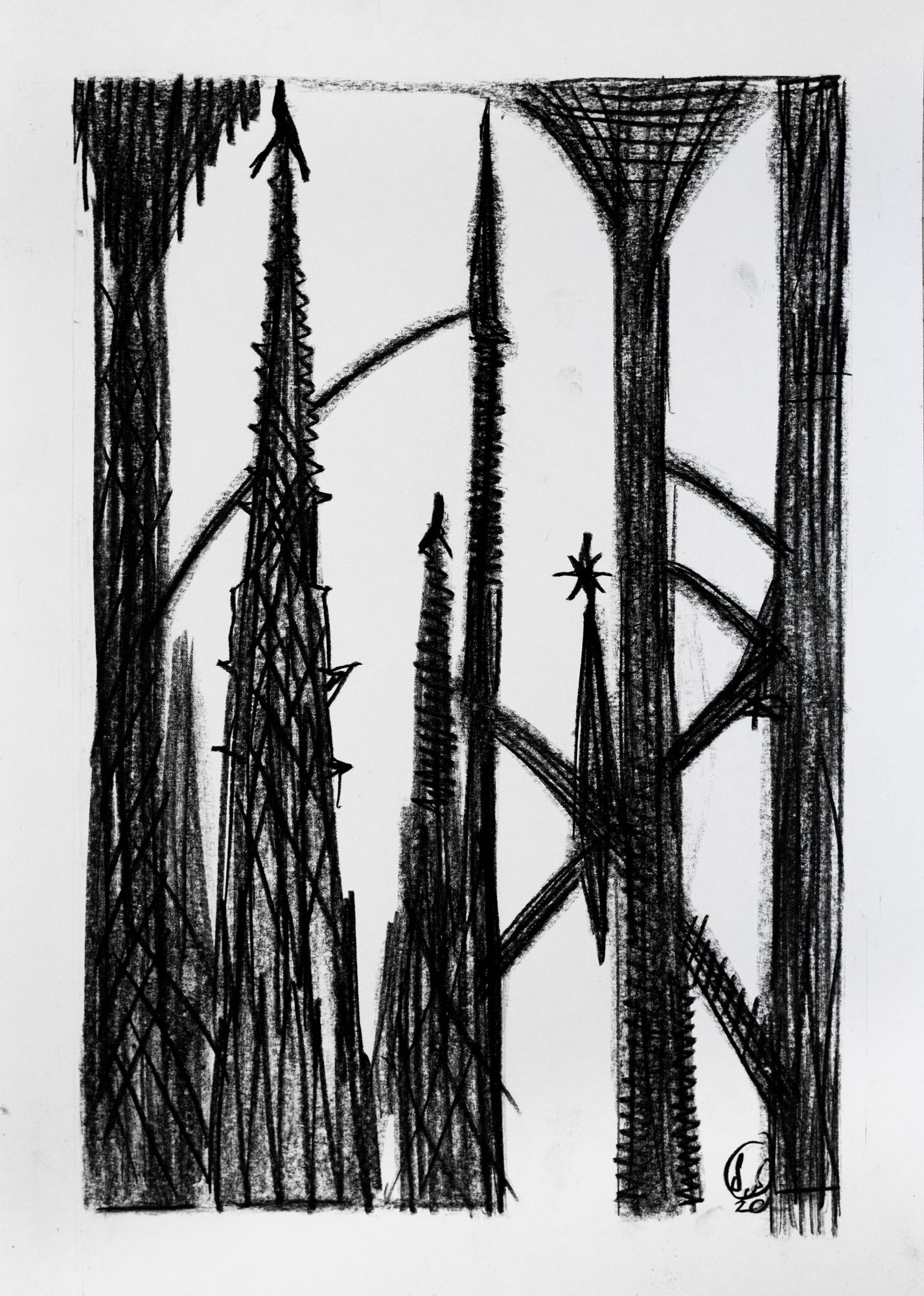 (S_S ) Soldat der Schönheit (Авторская графика - 
                  30 x 42 см) Dunkle Türme / Темные Башни