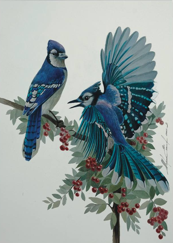 Екатерина Маркина (Авторская графика - 
                  35 x 50 см) Синие птицы