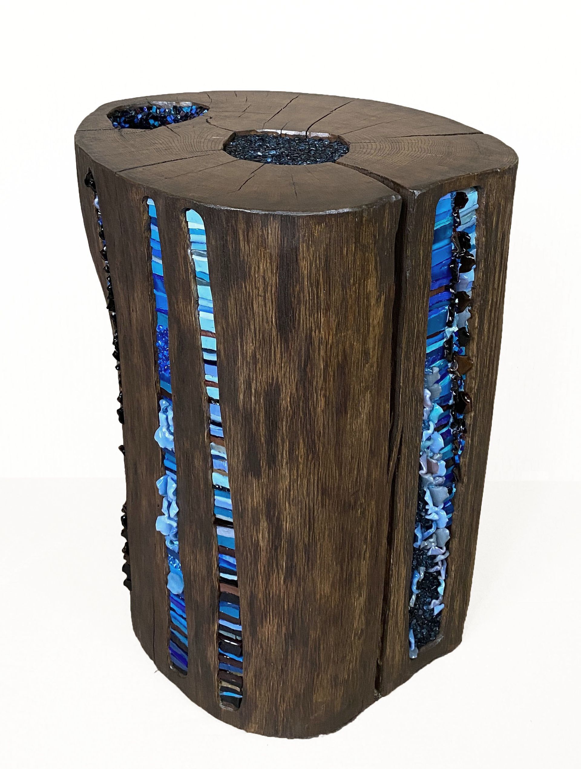 Елена Кириллова (Объект - 
                  38 x 48 см) Черный с синим Пень/Табурет/Журнальный стол