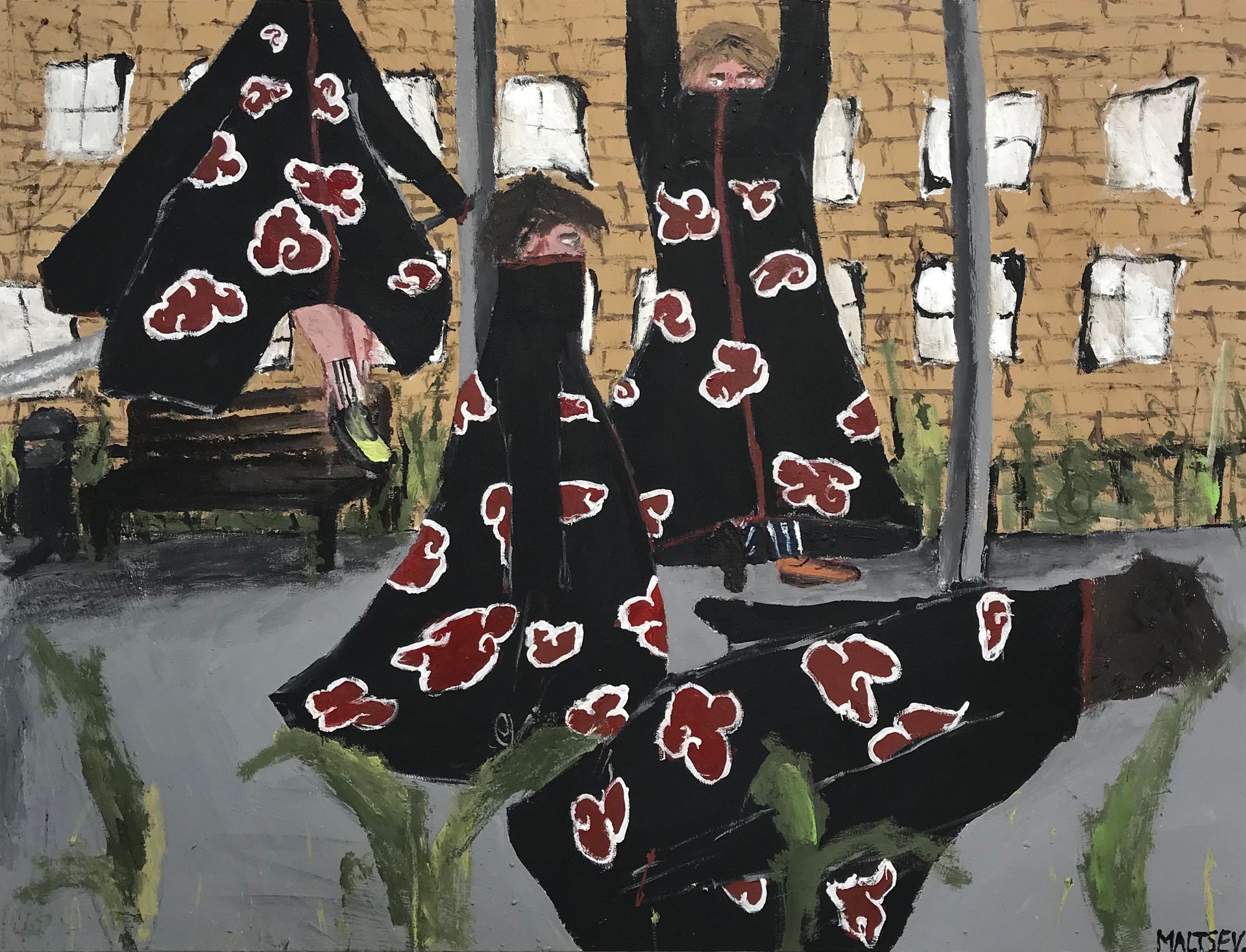 Влад Мальцев (Картина, живопись - 
                  85 x 65 см) Акацуки на турниках