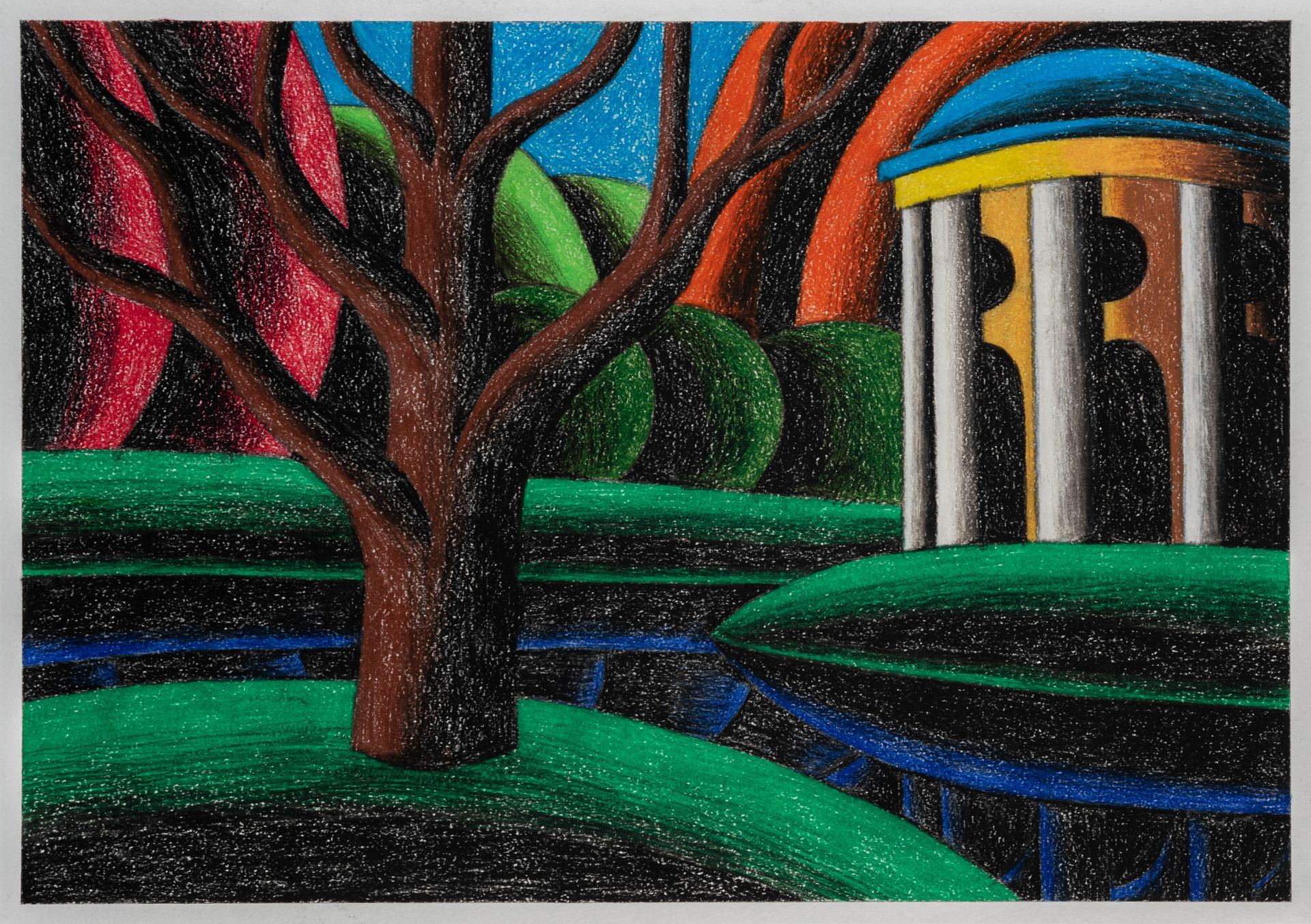 Олег Хвостов (Авторская графика - 
                  60 x 42 см) Пейзаж