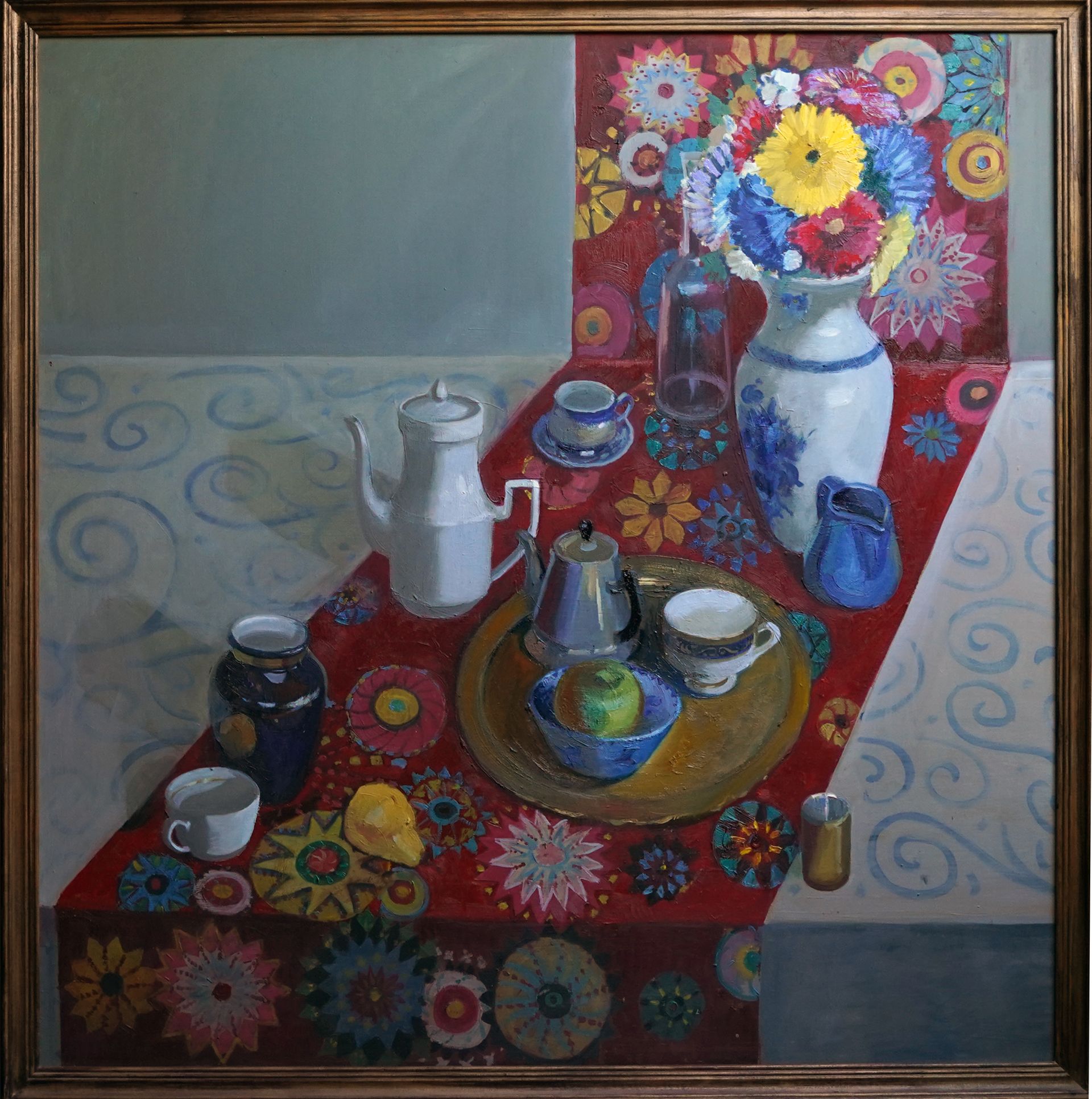Ольга Лагеда (Картина, живопись - 
                  100 x 100 см) Натюрморт с цветами