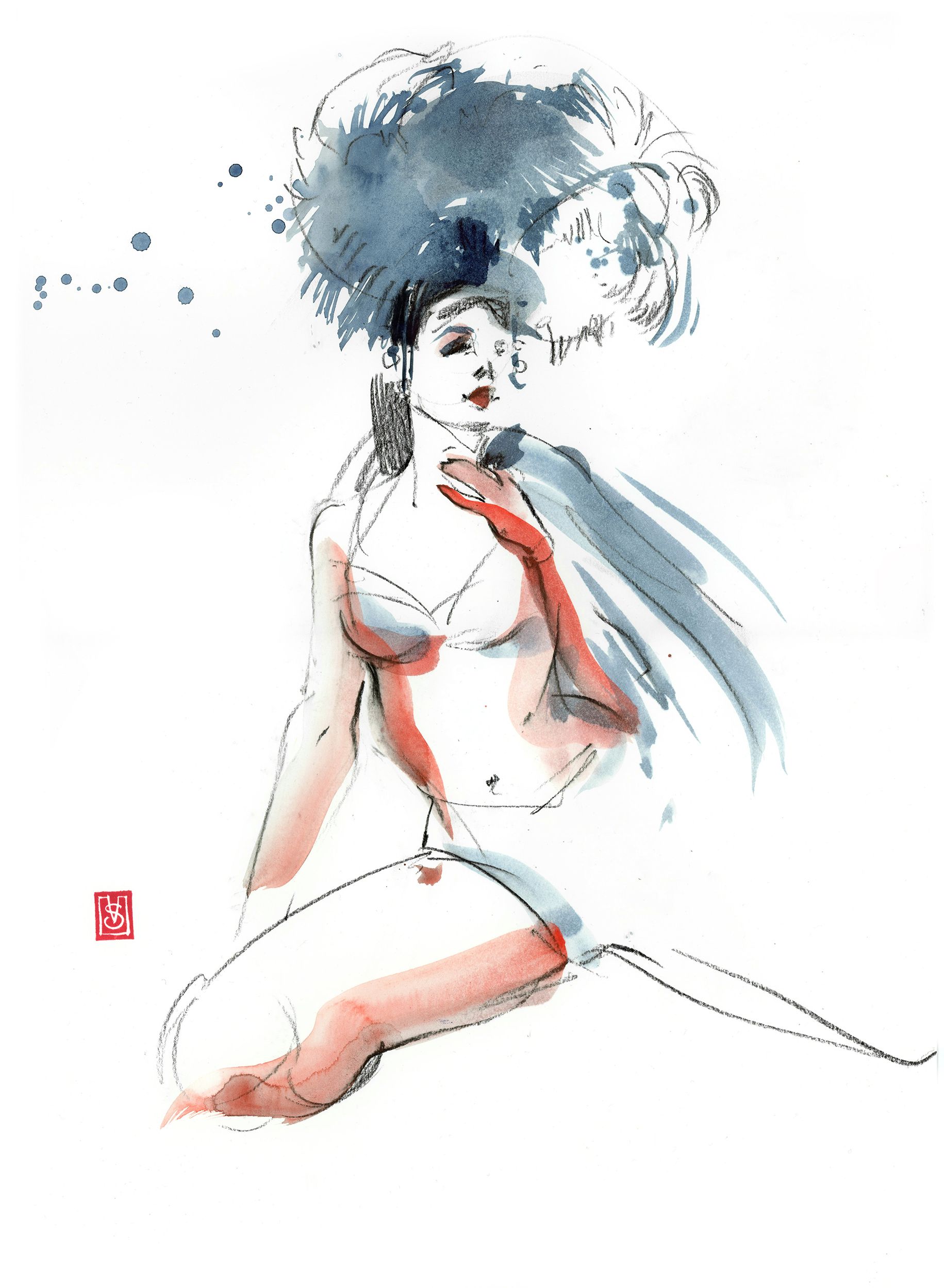 Виктория Севастьянова (Авторская графика - 
                  30 x 40 см) Burlesque 015