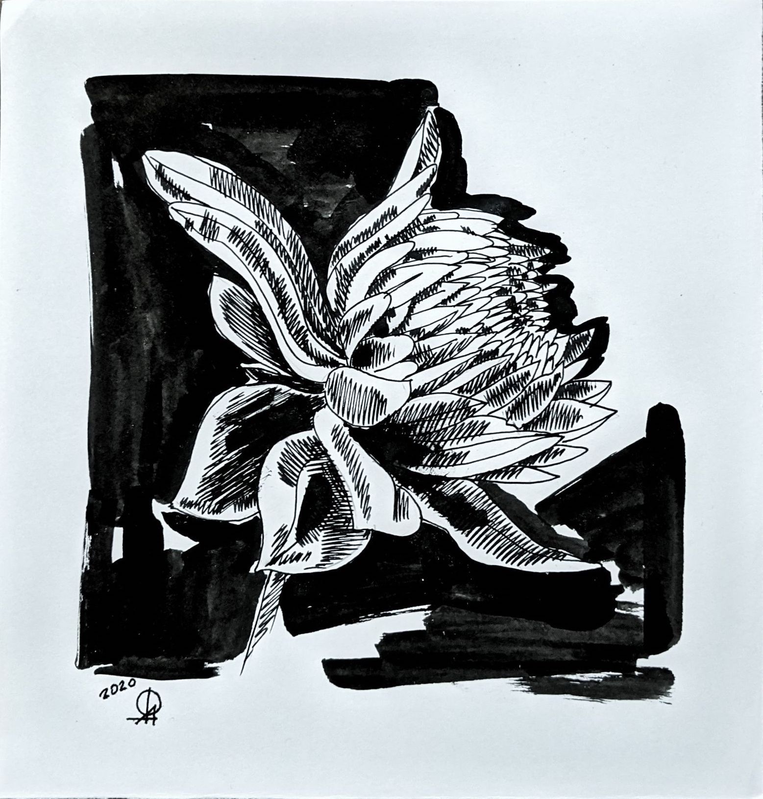 Алёна Федоткина (Авторская графика - 
                  20 x 20 см) Flower #1