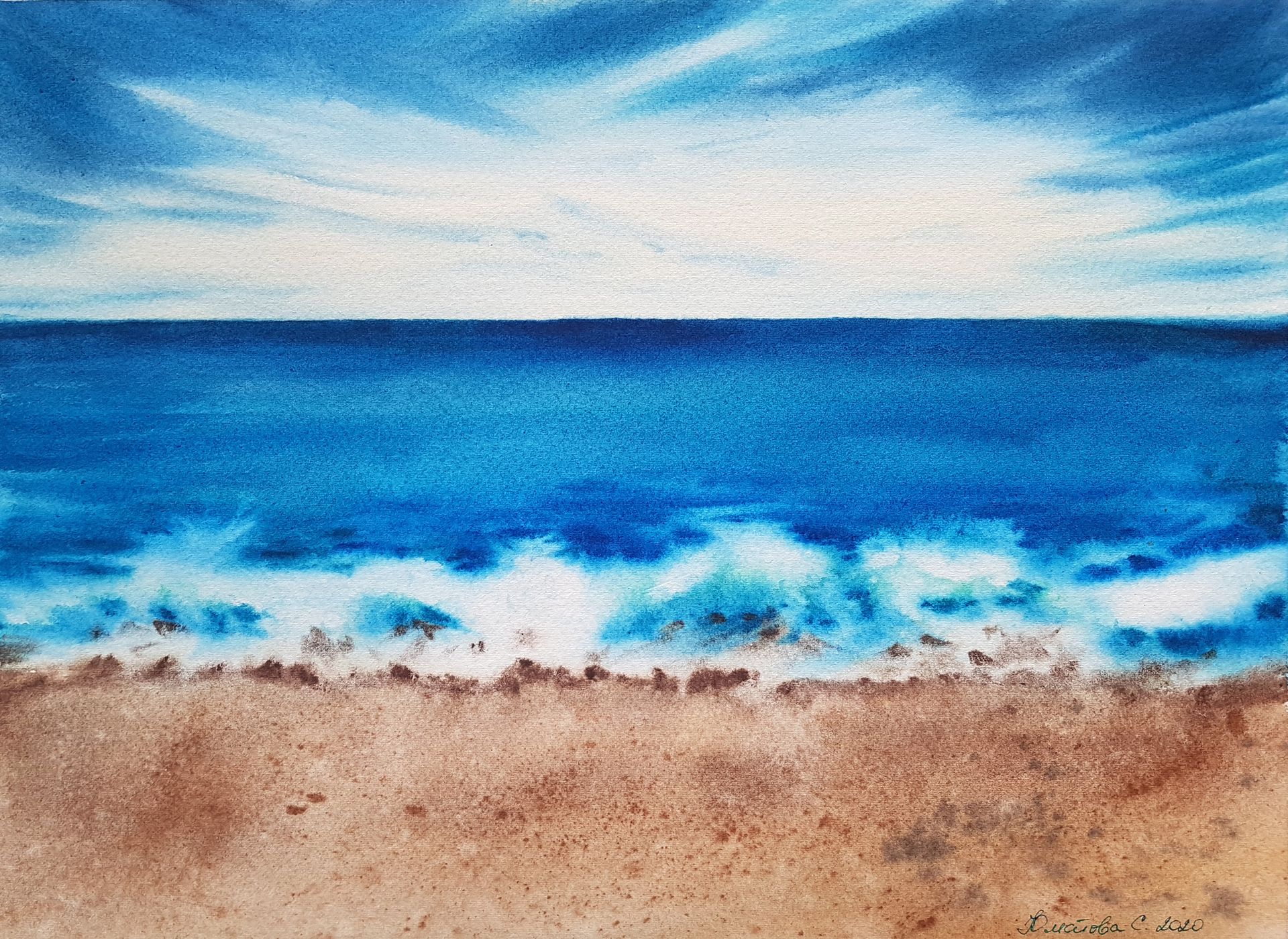 Светлана Юматова (Авторская графика - 
                  35 x 26 см) Синее море