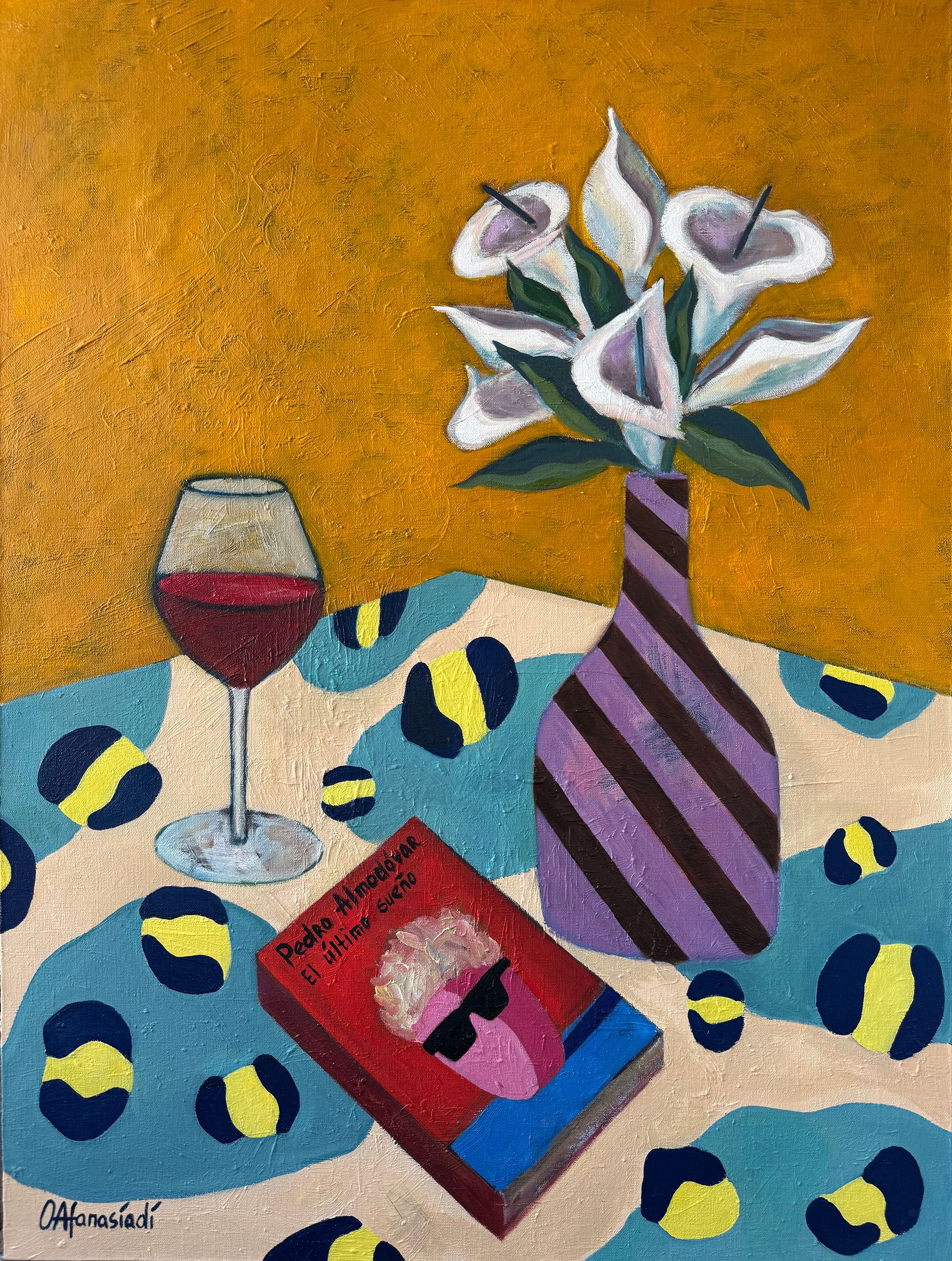 Ольга Афанасиади (Картина, живопись - 
                  60 x 80 см) Натюрморт с каллами и вином