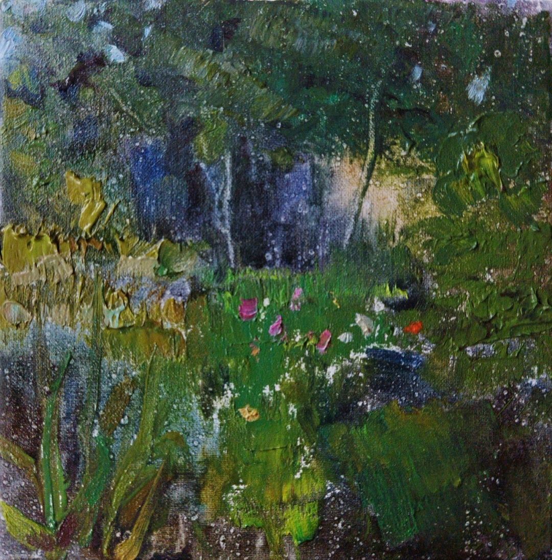 Людмила Кылыч (Картина, живопись - 
                  15 x 15 см) Июньский сад