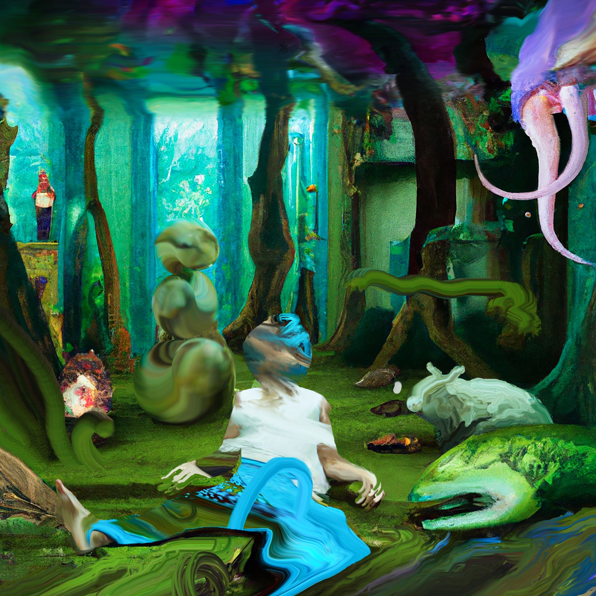 Илья Близнец (Картина, живопись - 
                  90 x 90 см) Кто разбил аквариум?