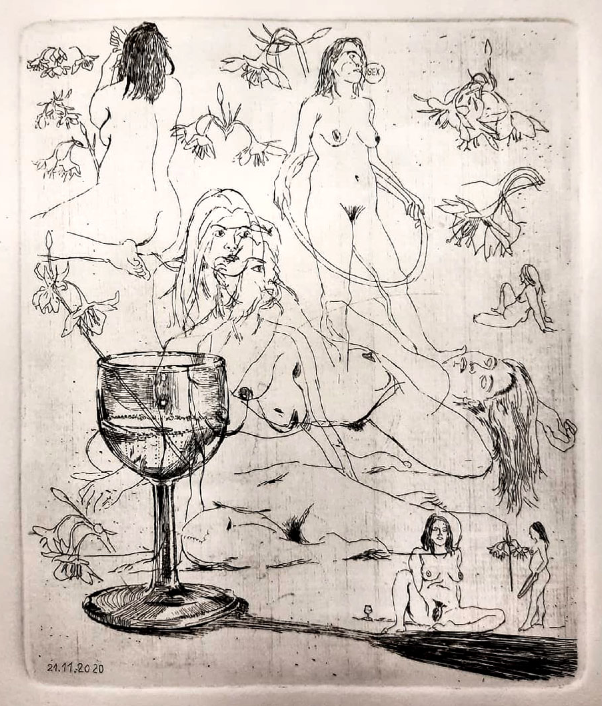 Александр Коряшкин (Графика печатная - 
                  11.5 x 13.5 см) Абрау-дюрсо и амазонская лилия