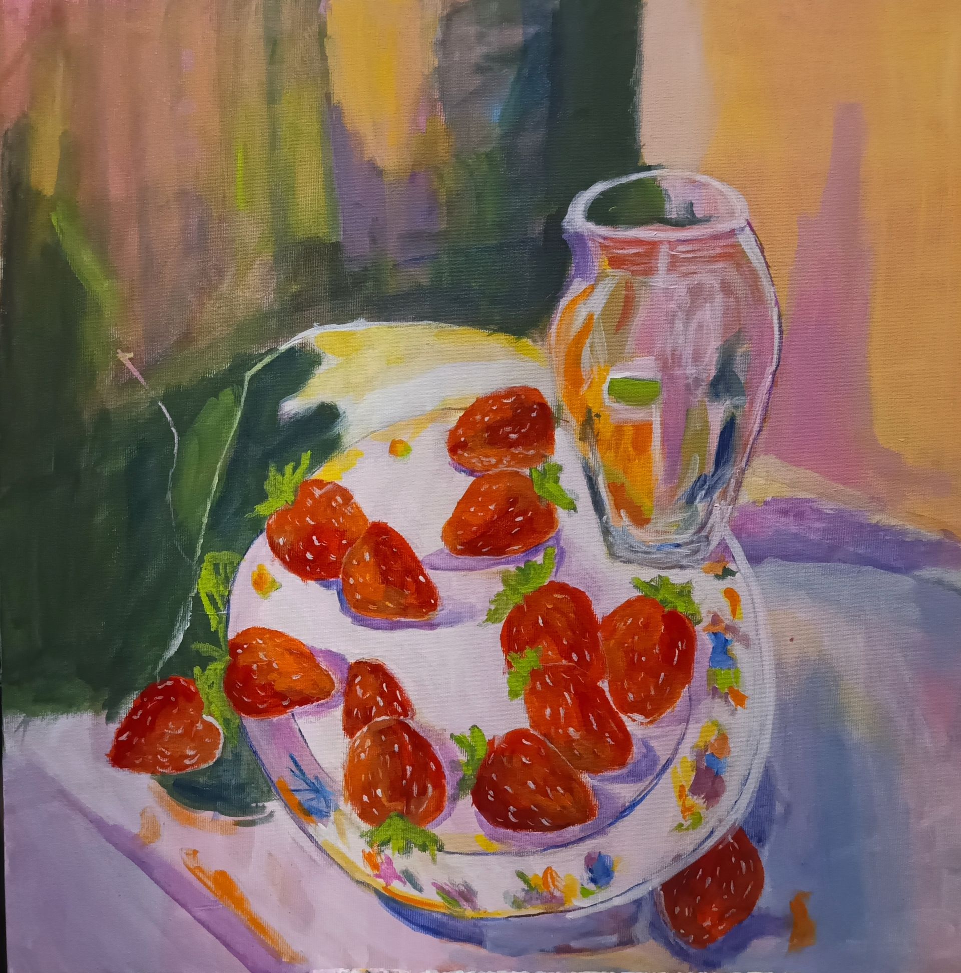 Ольга Чужакова (Картина, живопись - 
                  50 x 50 см) Клубничный десерт