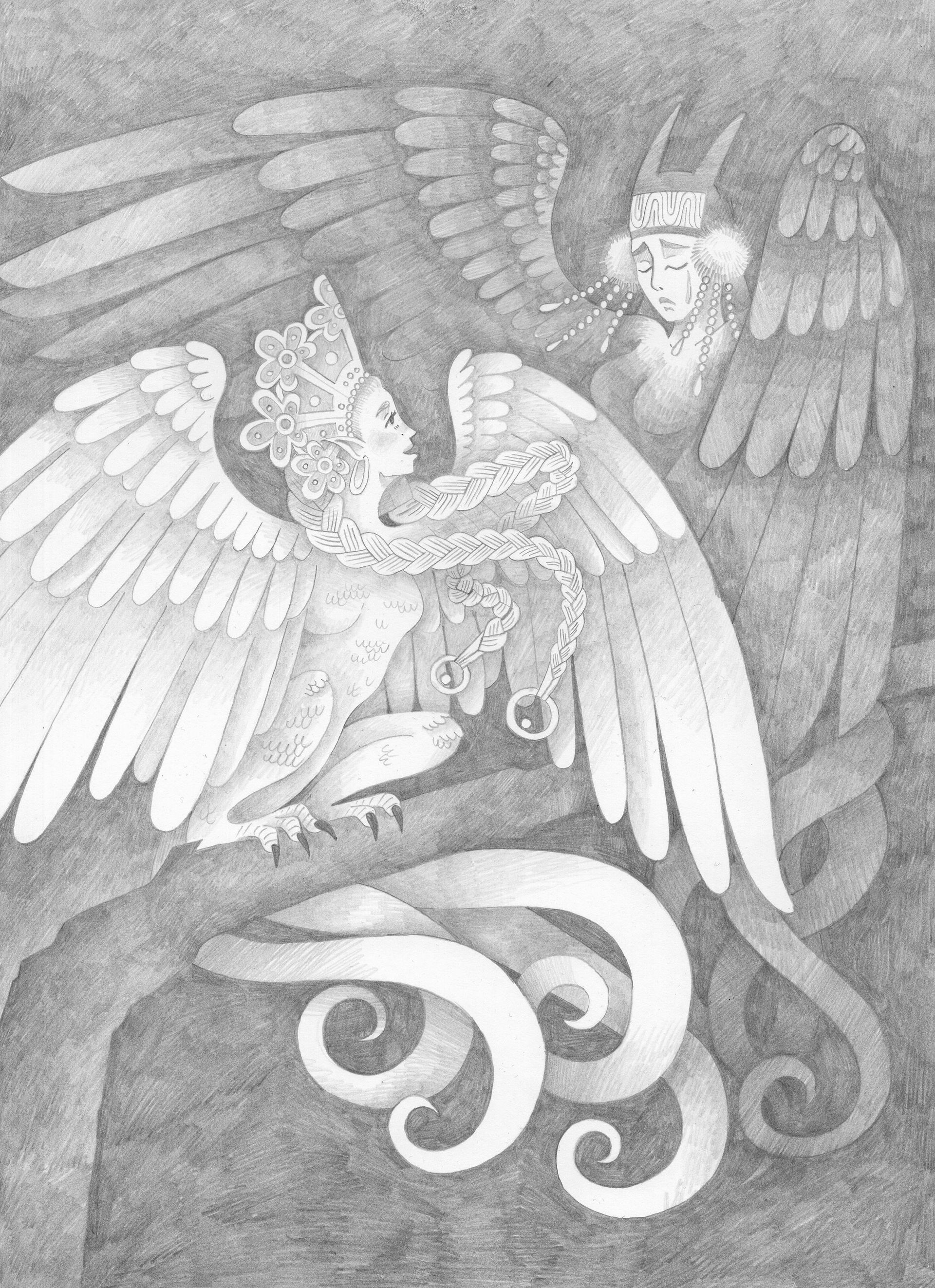 Витана Маковская (Авторская графика - 
                  21 x 29.7 см) Сирин и Алконост