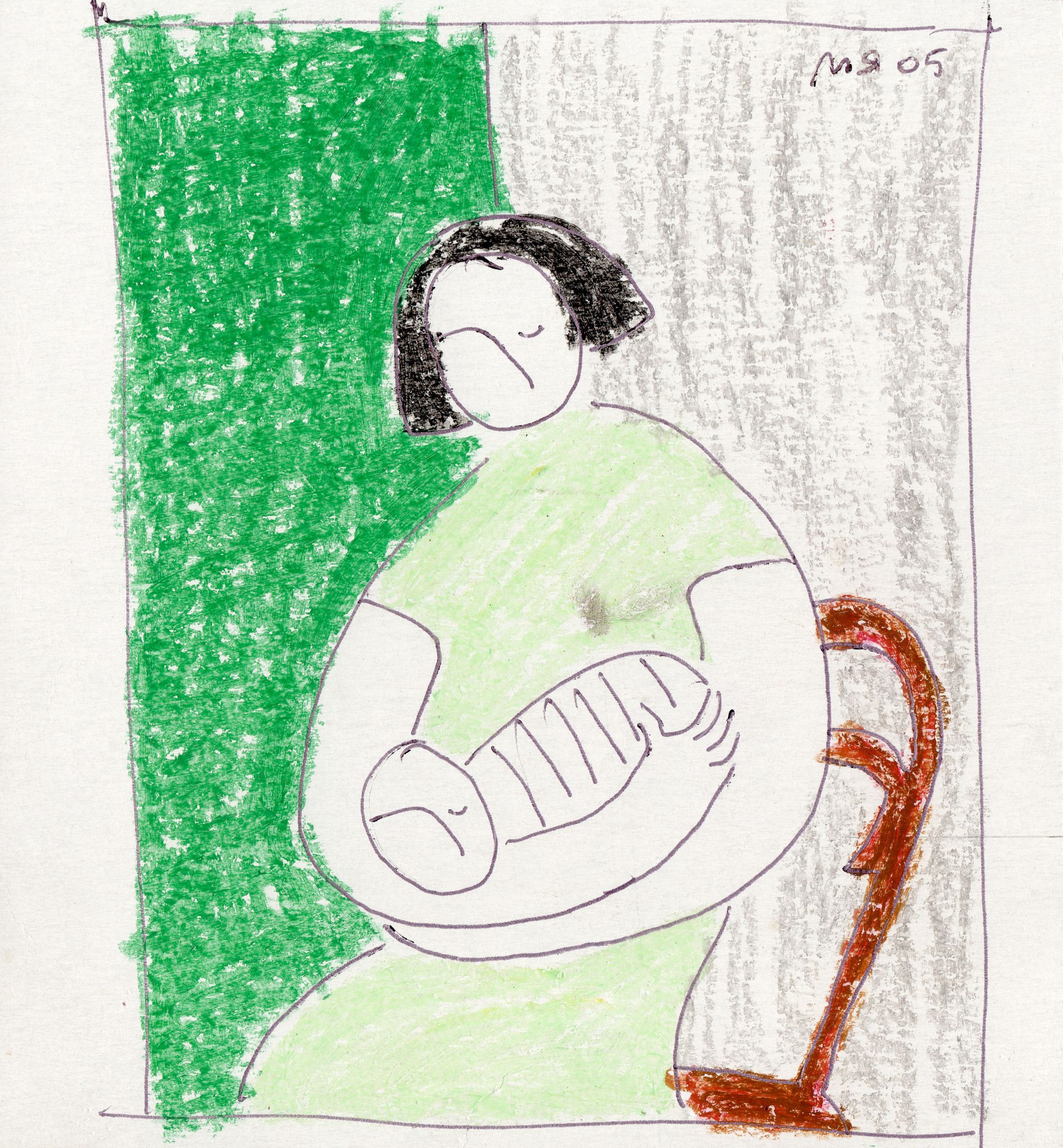 Марсель Ялалов (Авторская графика - 
                  13 x 15 см) Мать и дитя