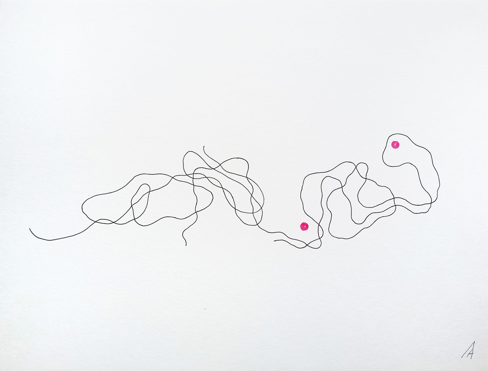 Анастасия Левина (Авторская графика - 
                  40 x 30 см) Pink dots 001
