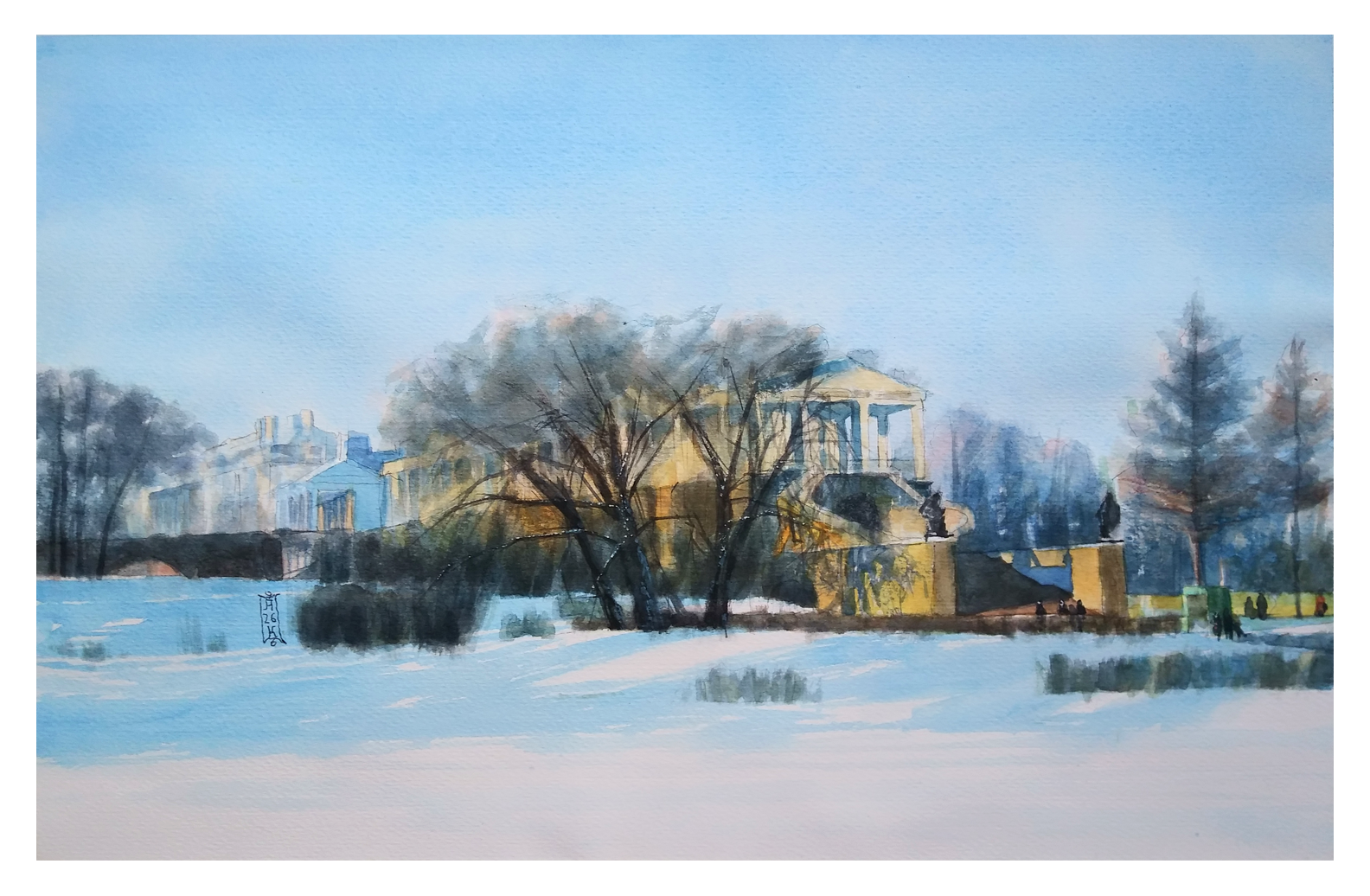 Александр Кормилицын (Авторская графика - 
                  42 x 27 см) Камеронова галерея зимой