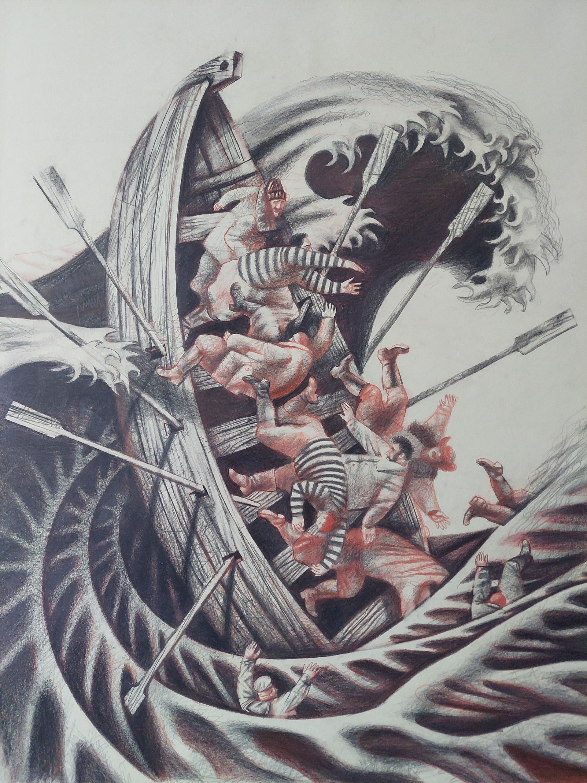 Василий Крушельницкий (Авторская графика - 
                  60 x 80 см) Цунами