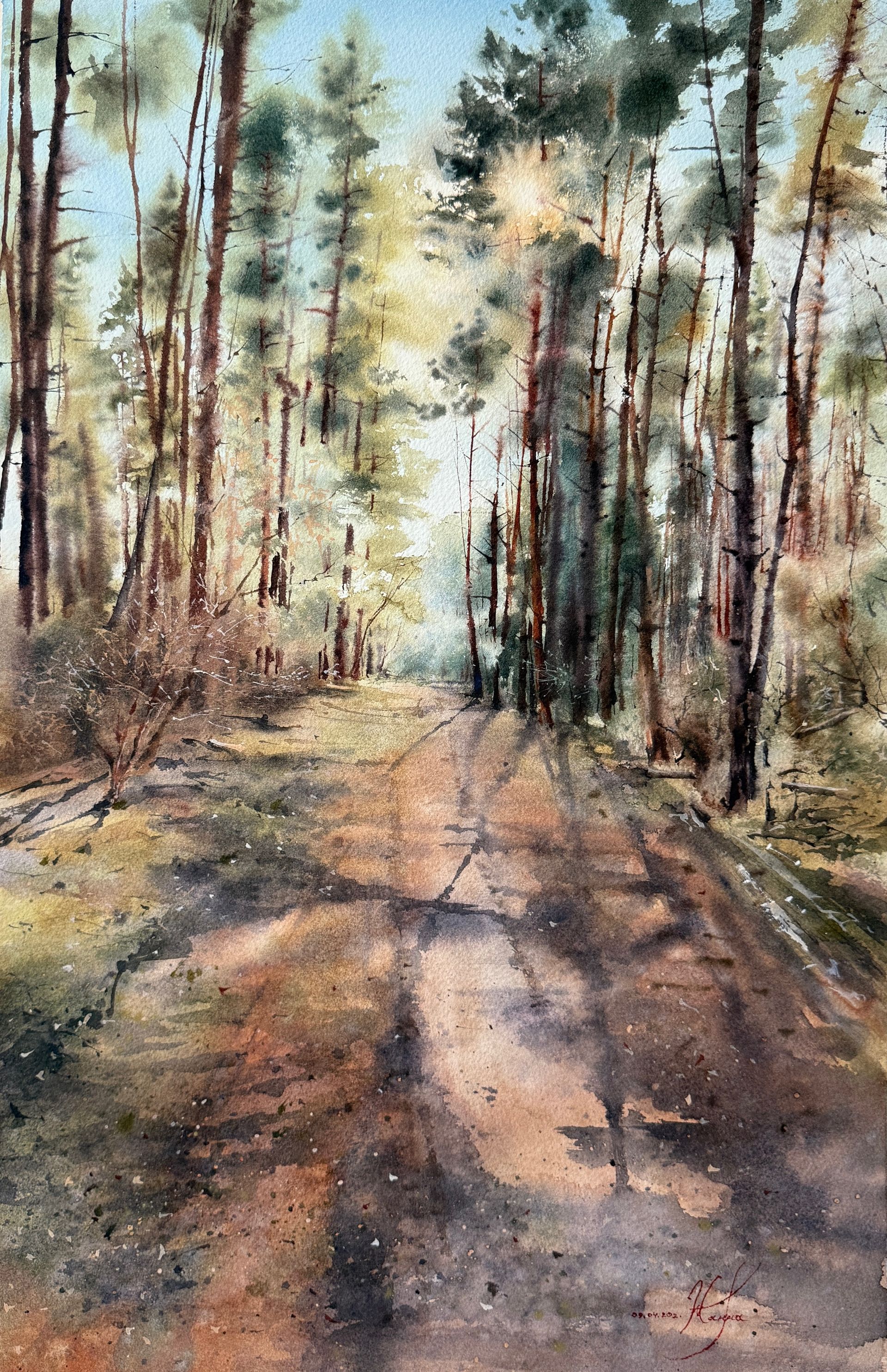 Жанна Губина (Авторская графика - 
                  36 x 56 см) В лесу