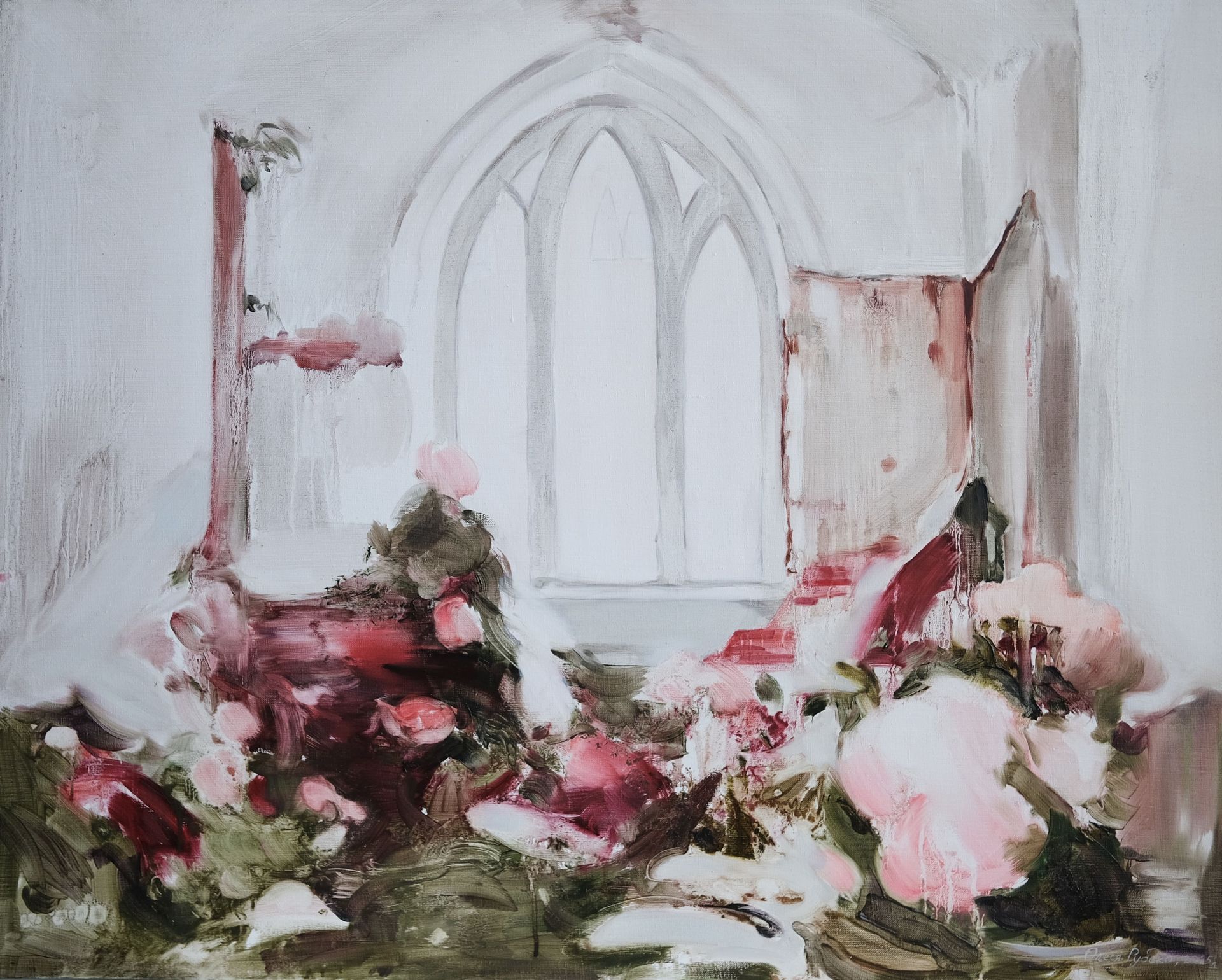 Олеся Рубеко (Картина, живопись - 
                  100 x 80 см) Temple And Flowering Bushes