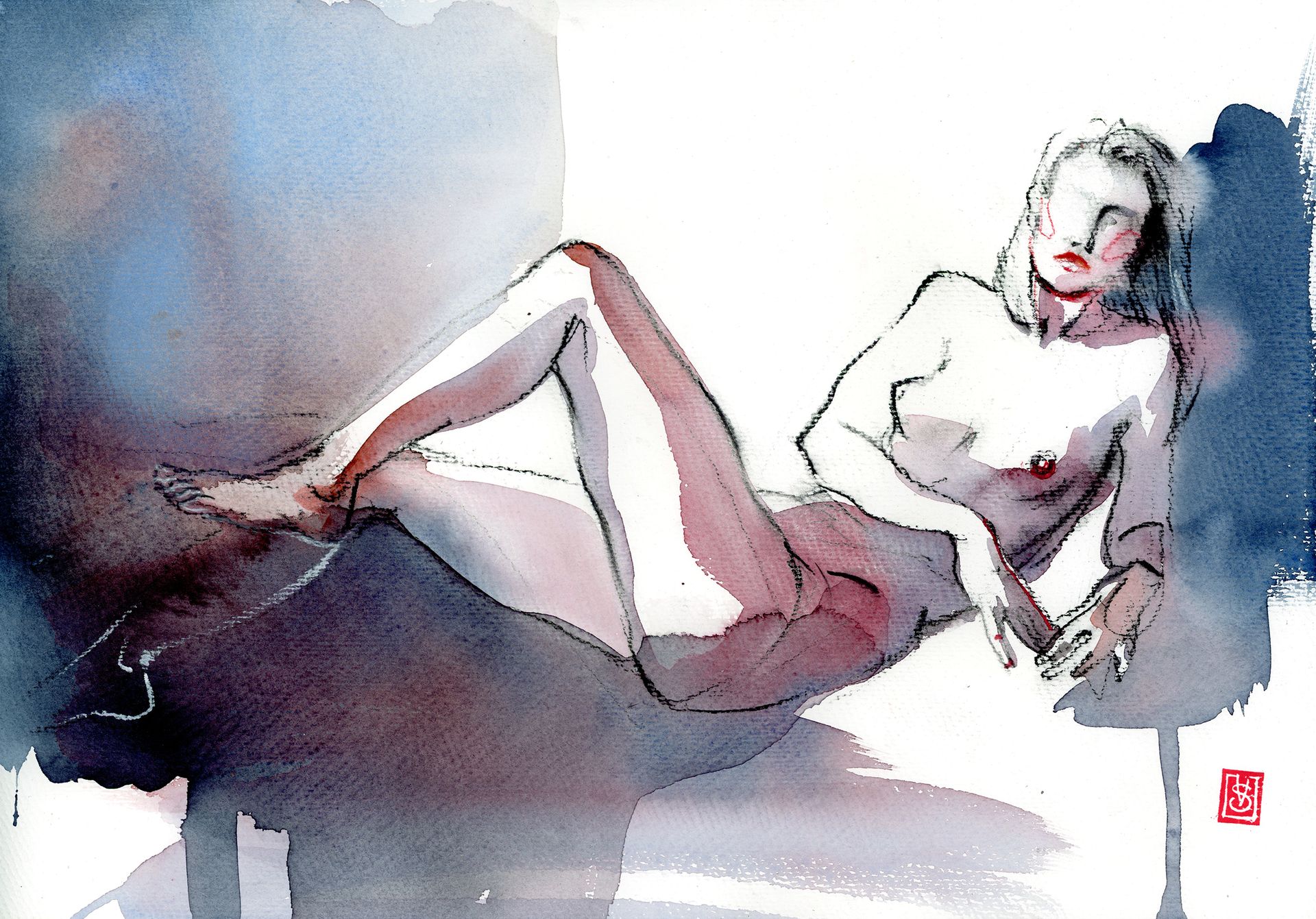Виктория Севастьянова (Авторская графика - 
                  39 x 27 см) Nude life drawing