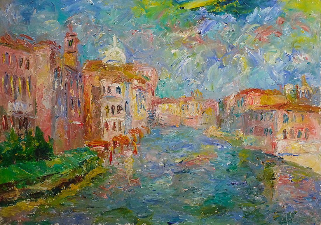 Михаил Шканин (Картина, живопись - 
                  100 x 70 см) Плывущий город