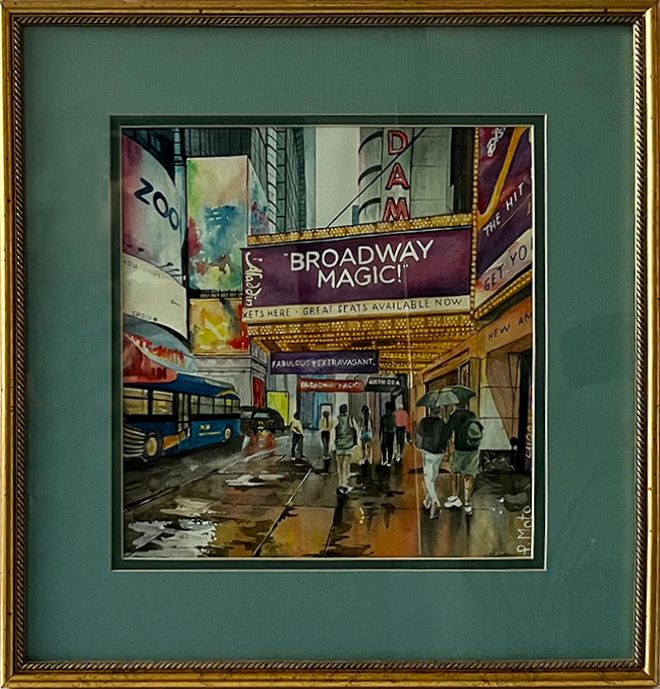 Полина Мотовилова (Авторская графика - 
                  42 x 43 см) Акварель "Бродвей"