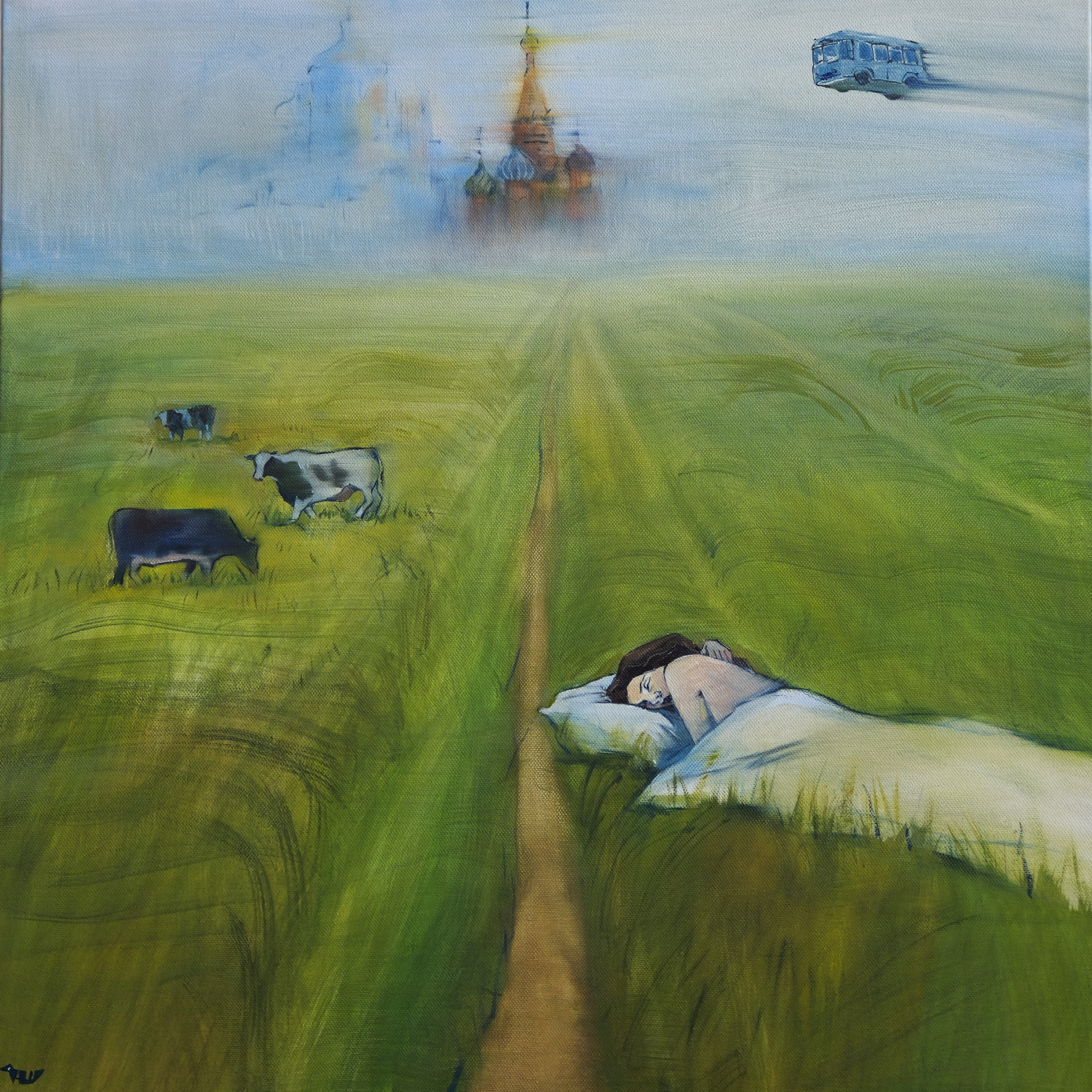 Анастасия Шемякина (Картина, живопись - 
                  60 x 60 см) Москва снам не верит