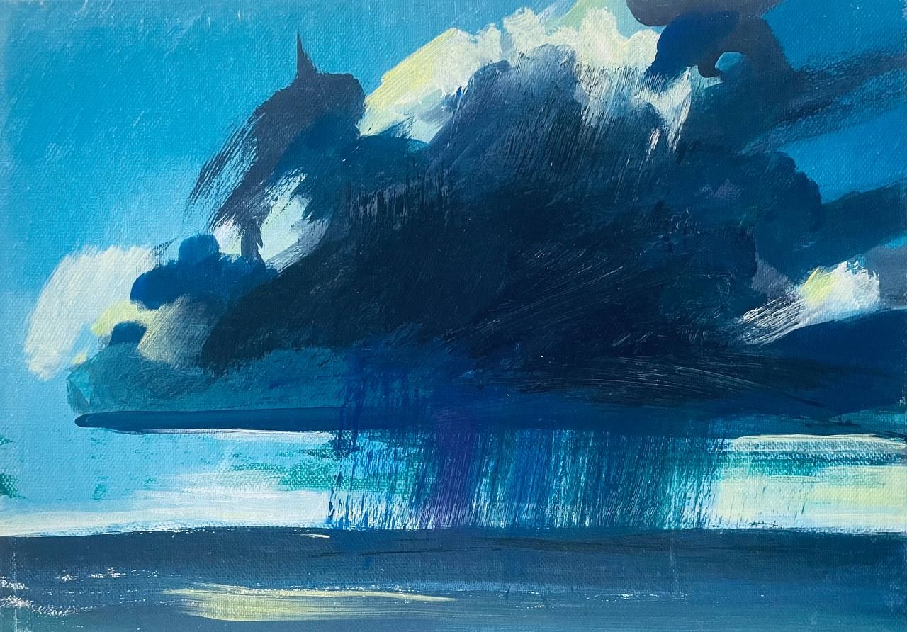 Юля Степанова (Картина, живопись - 
                  35 x 25 см) Дождь идет