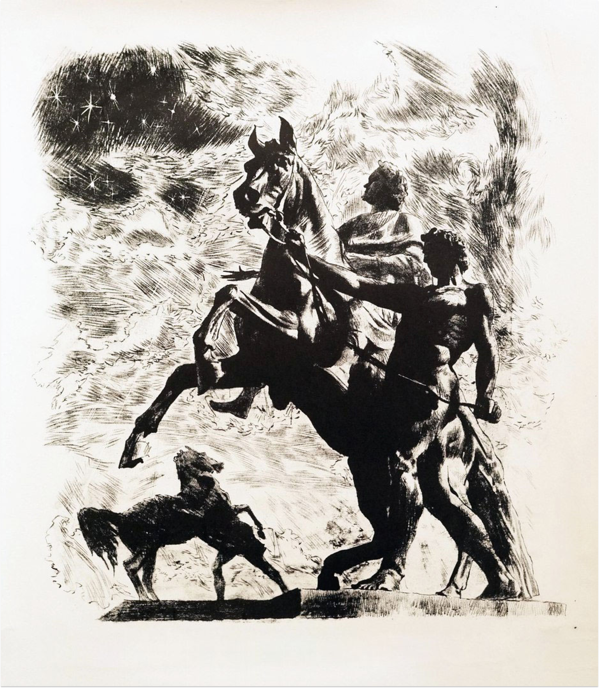 Александр Коряшкин (Графика печатная - 
                  35 x 40 см) Императорская смена коней