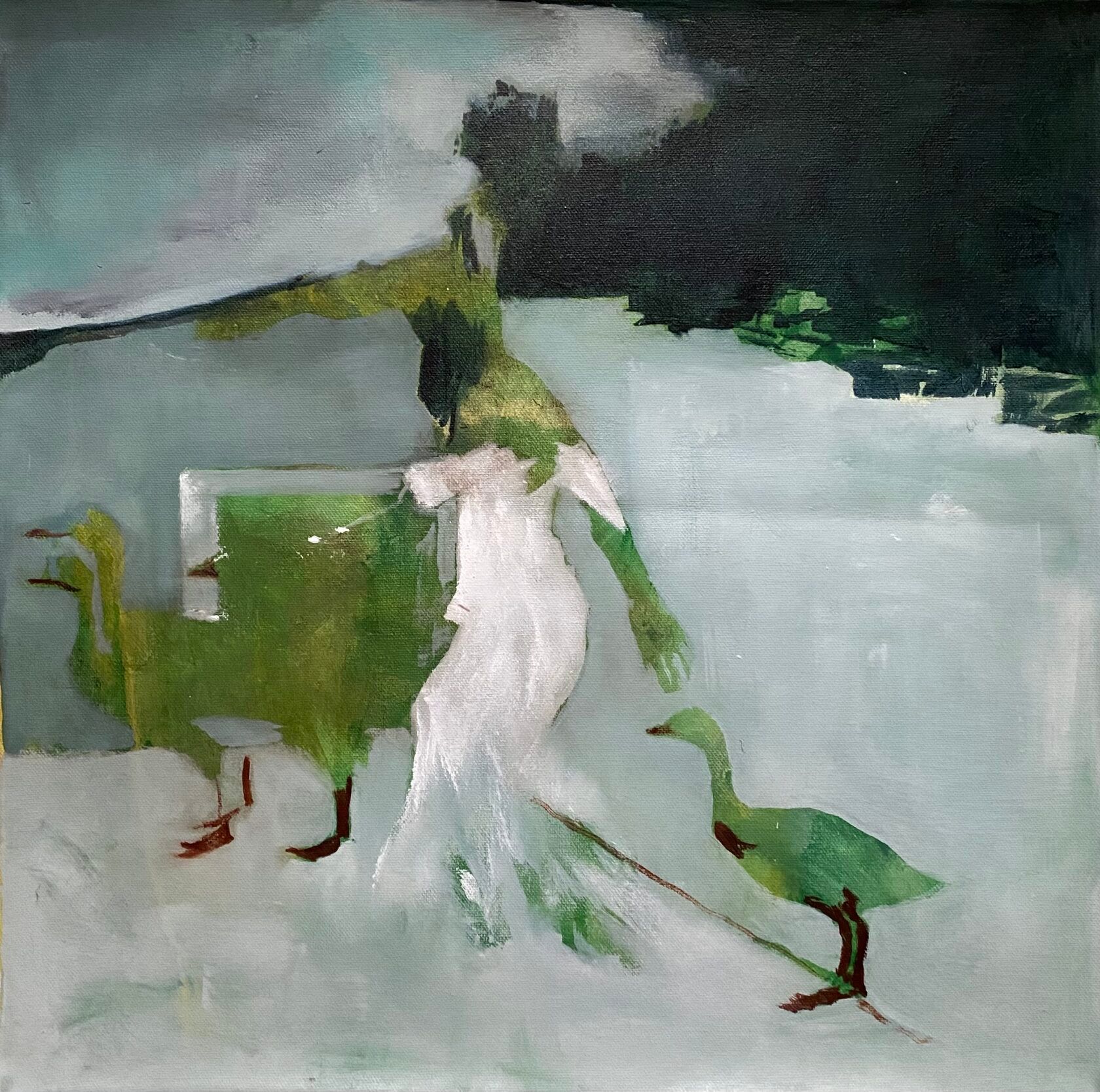 Елена Троянская (Картина, живопись - 
                  60 x 60 см) Пейзаж за Эдемским садом