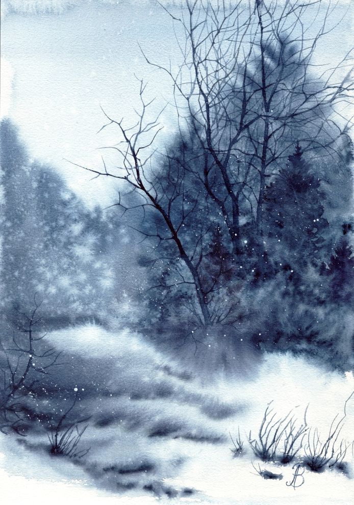Алла Валежина (Авторская графика - 
                  30 x 42 см) Зимний лес