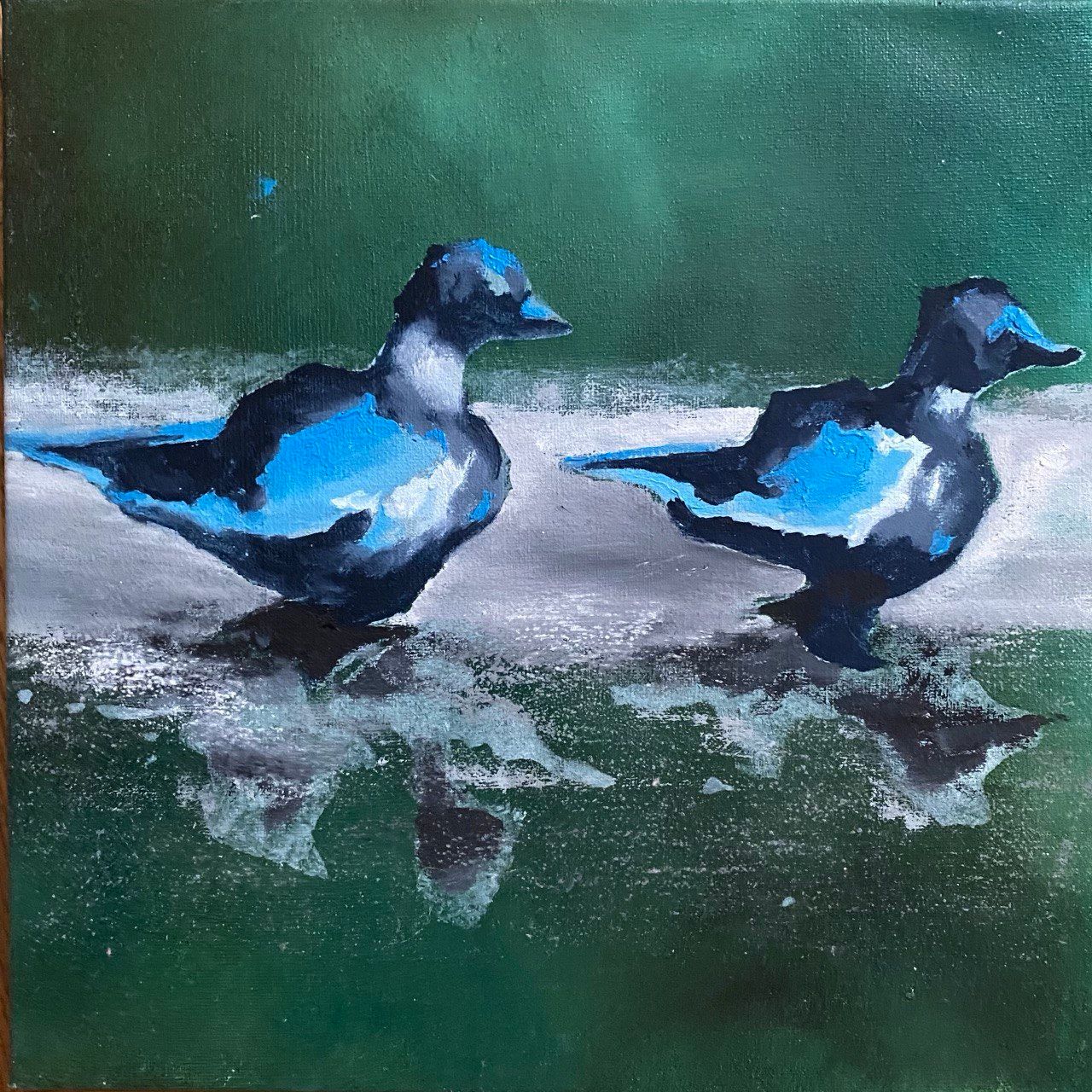 Елена Троянская (Картина, живопись - 
                  42 x 42 см) Скользящие утки