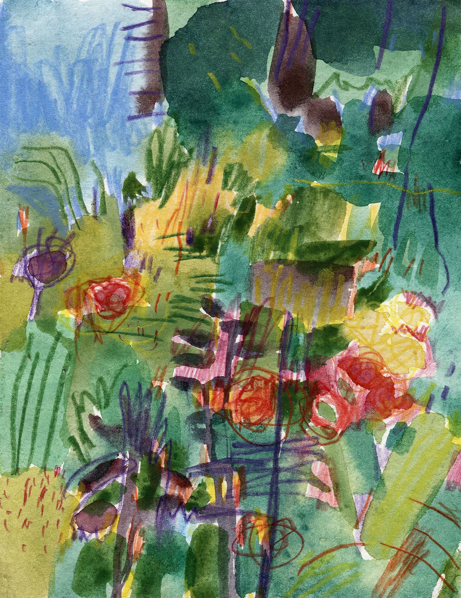 Олег Агафонов (Авторская графика - 
                  13.5 x 17 см) Город-сад (палисадник)