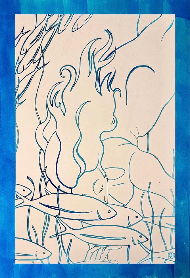 Анна Филиппова-Широкая (Авторская графика - 
                  29.7 x 42 см) Русалка