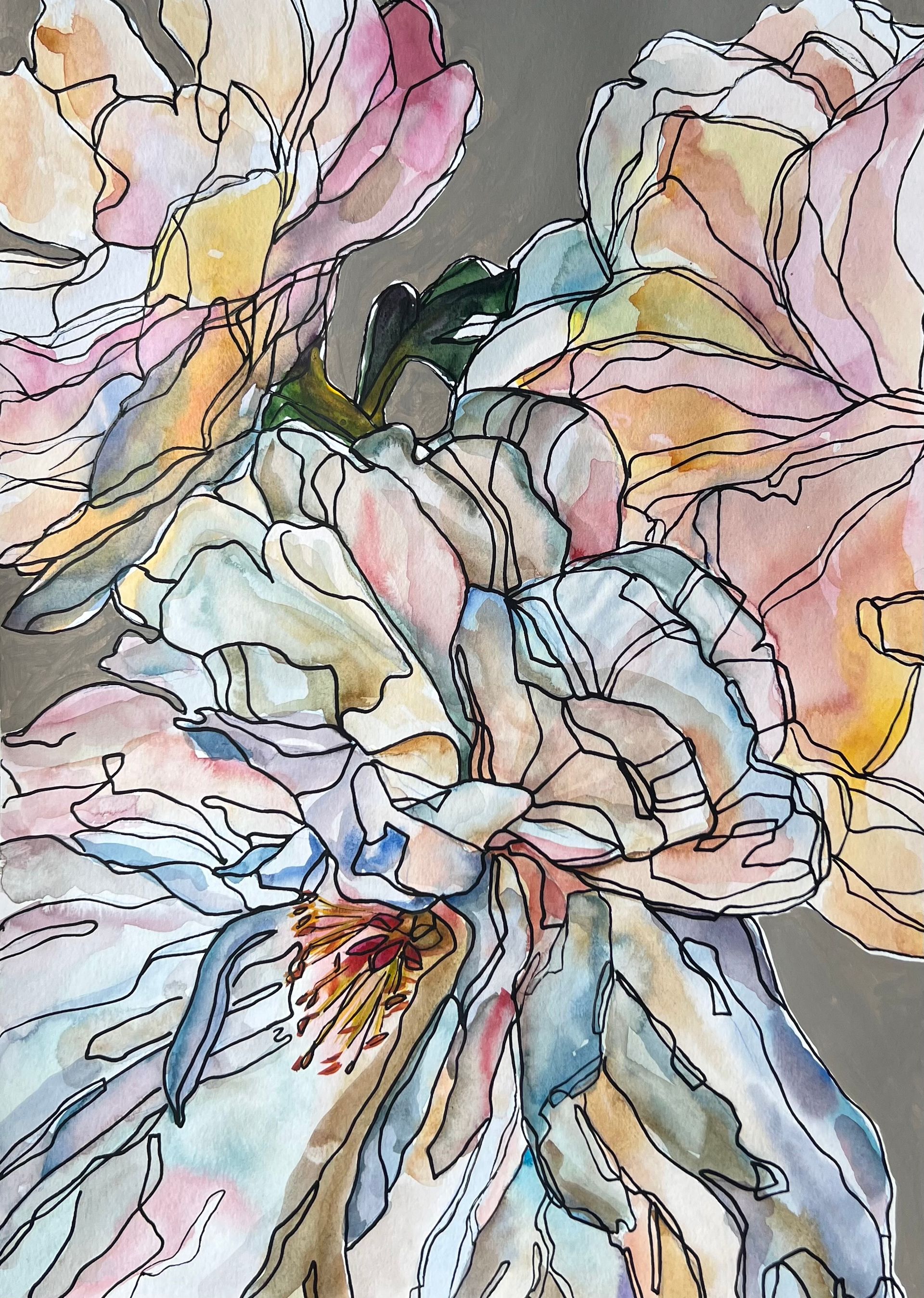 Инна Сумина (Авторская графика - 
                  29.7 x 42 см) Любимые цветы