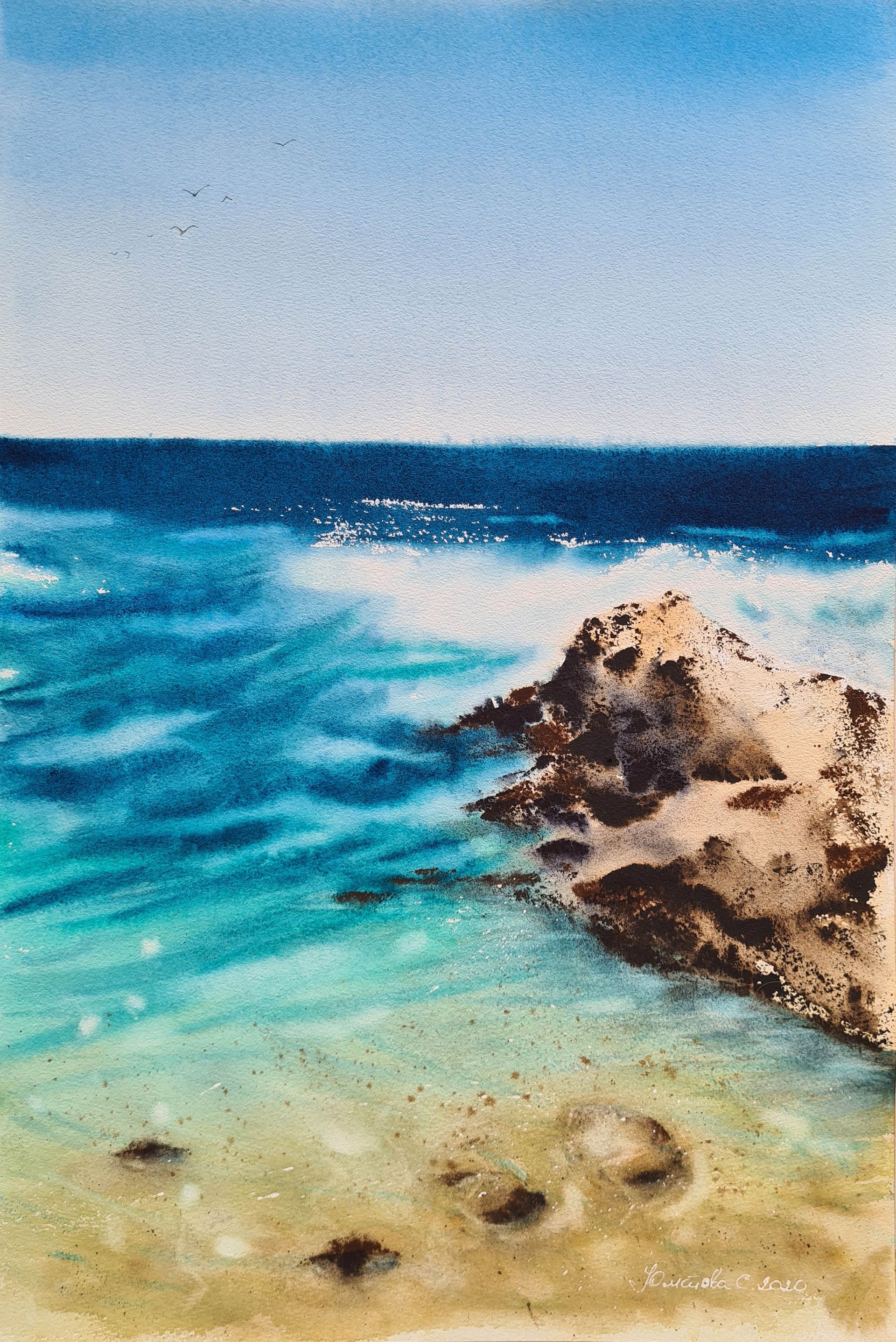 Светлана Юматова (Авторская графика - 
                  38 x 56 см) Скалистый берег