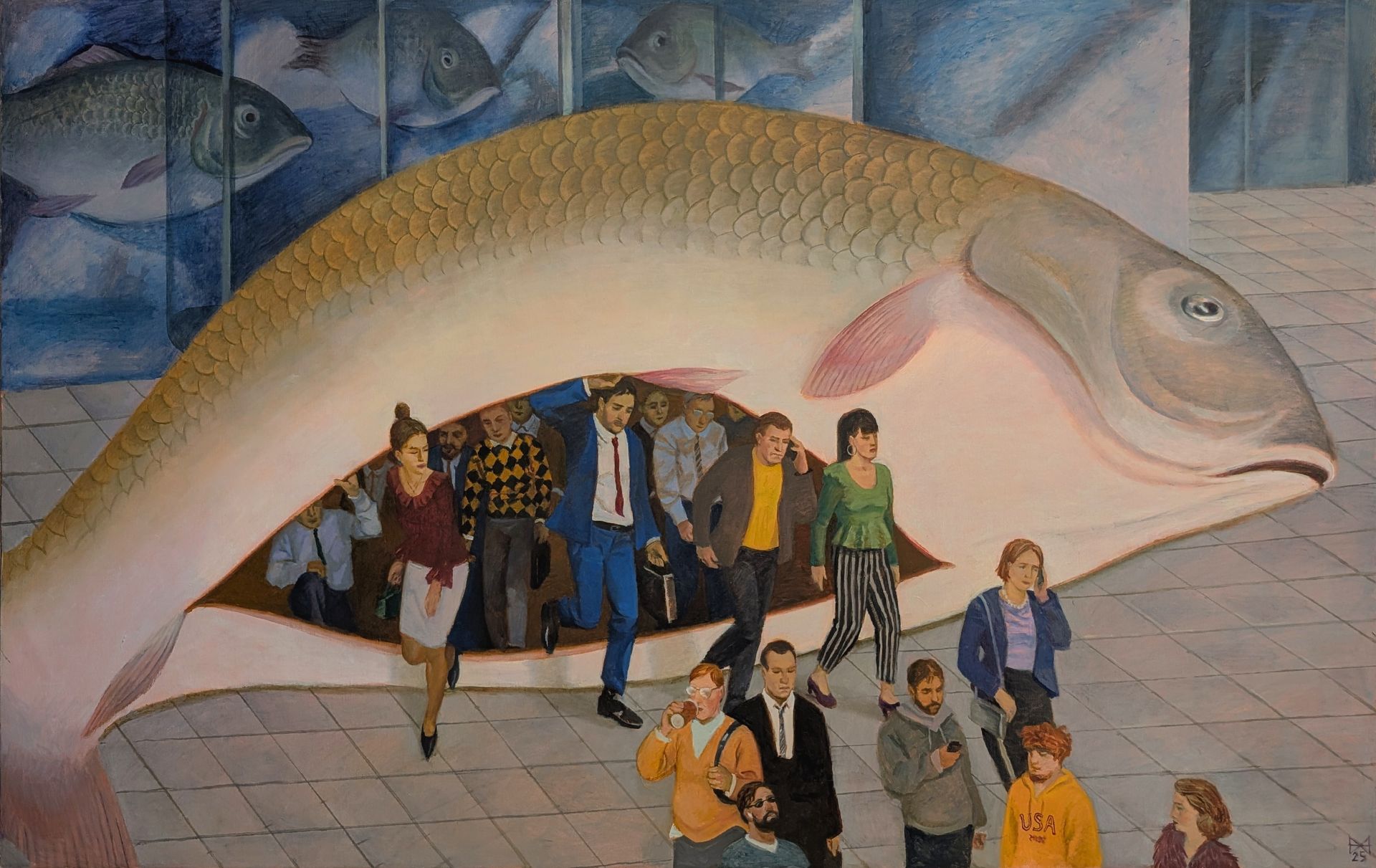 Анастасия Мотина (Картина, живопись - 
                  140 x 90 см) Большая рыба пожирает малую