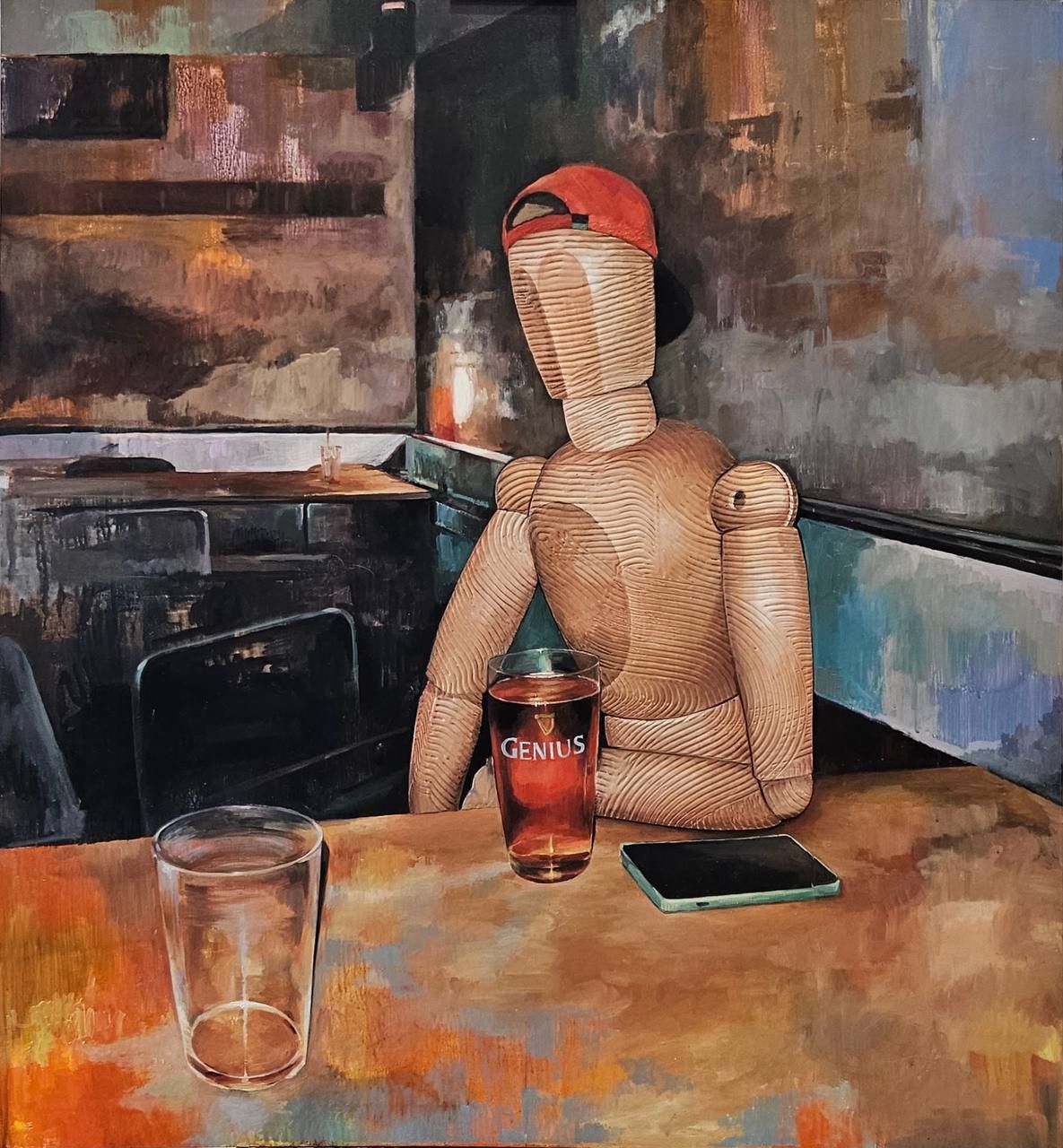 Ирина Александрова (Картина, живопись - 
                  100 x 110 см) В баре