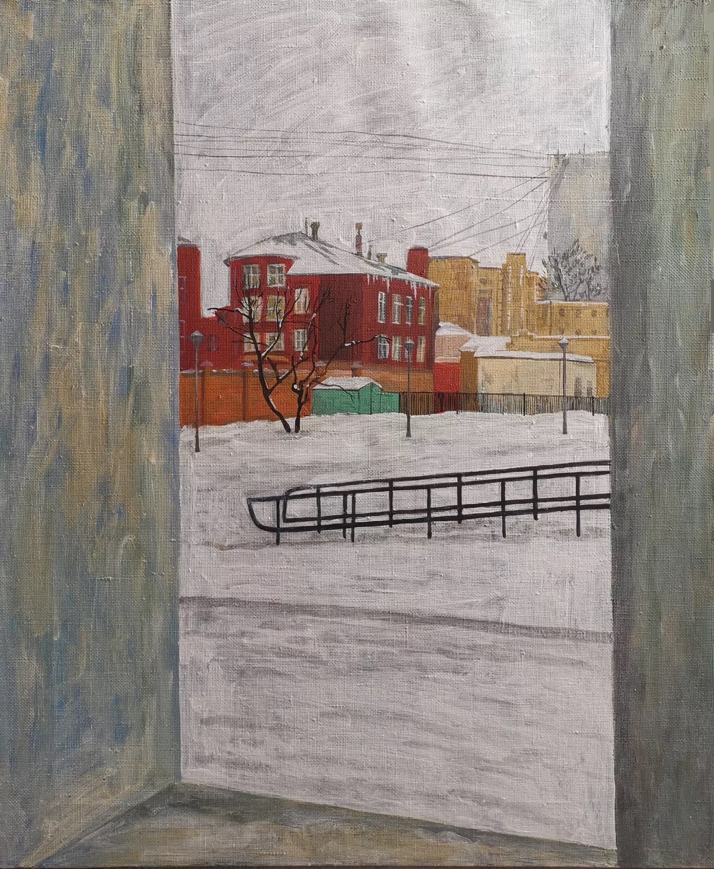 Александра Егорова (Картина, живопись - 
                  50 x 60 см) Домики в окне