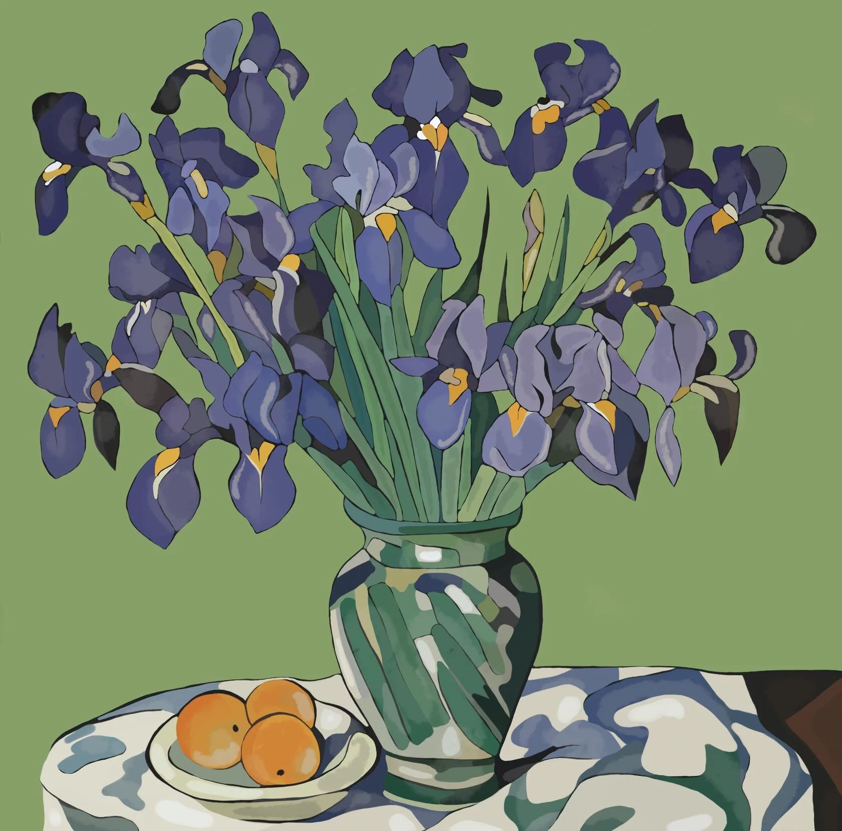 Нина Цориева (Картина, живопись - 
                  70 x 70 см) Натюрморт с ирисами