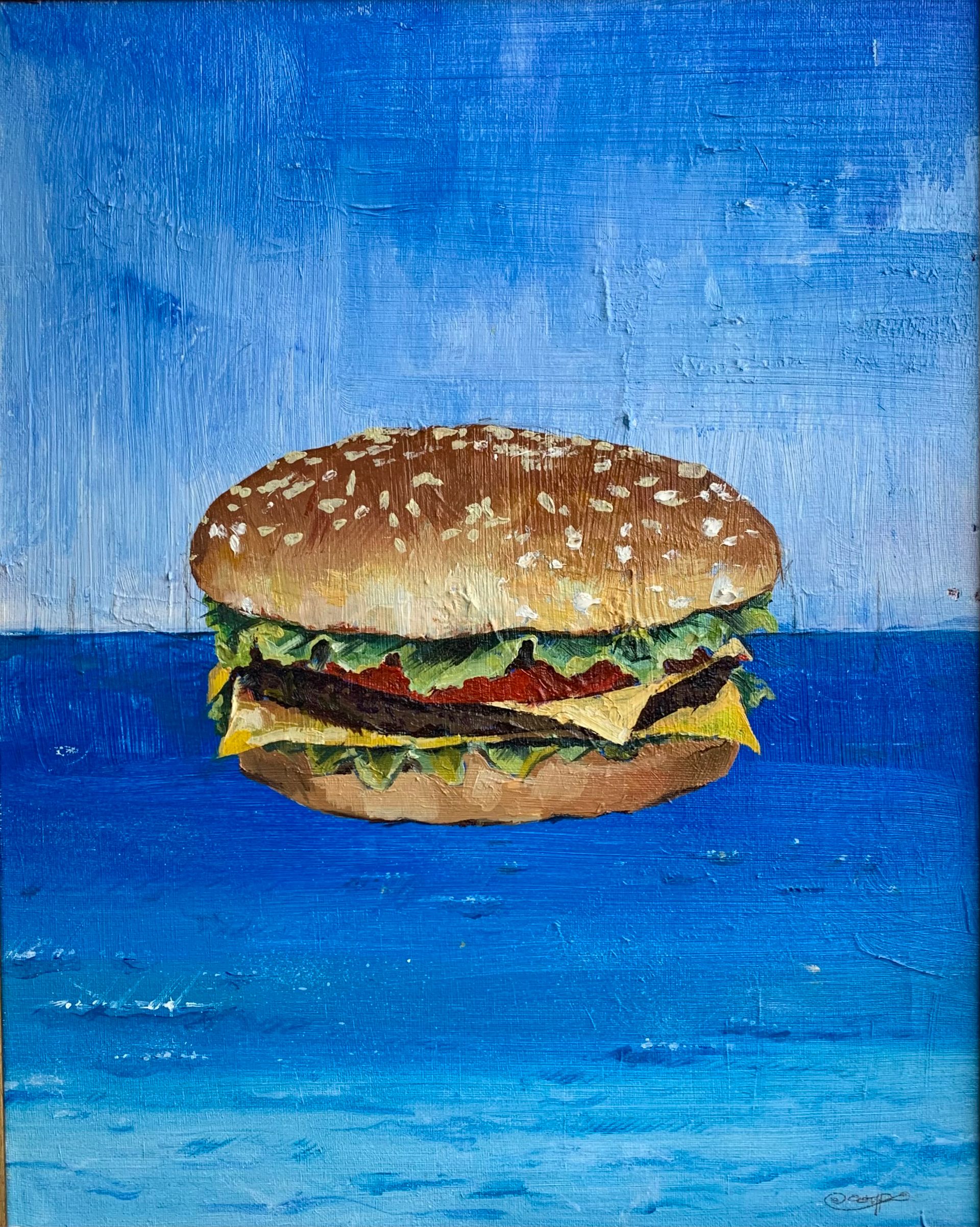 Остап Бакин (Картина, живопись - 
                  46 x 56 см) Бургер и море