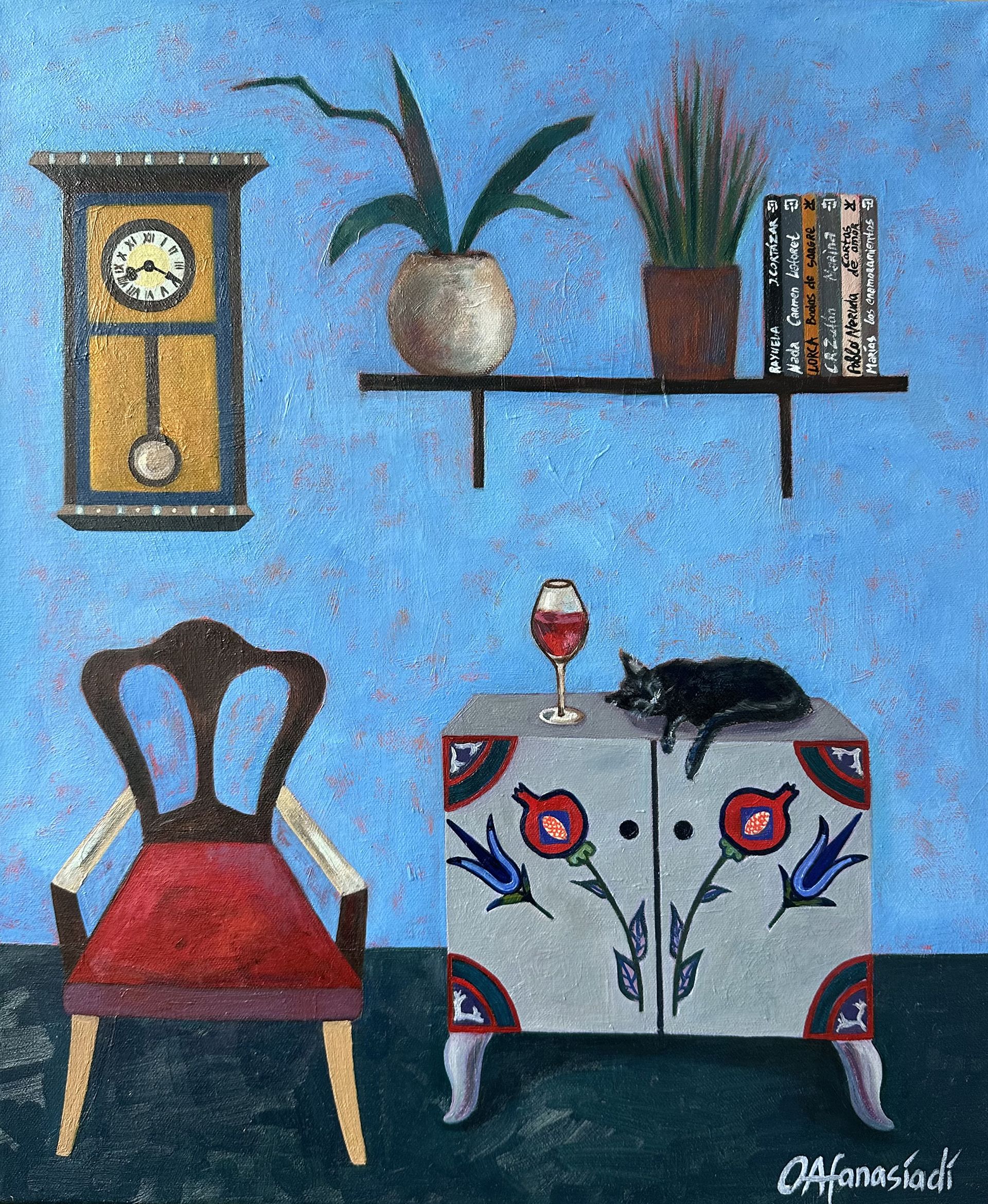 Ольга Афанасиади (Картина, живопись - 
                  50 x 60 см) Интерьер с винтажным комодом