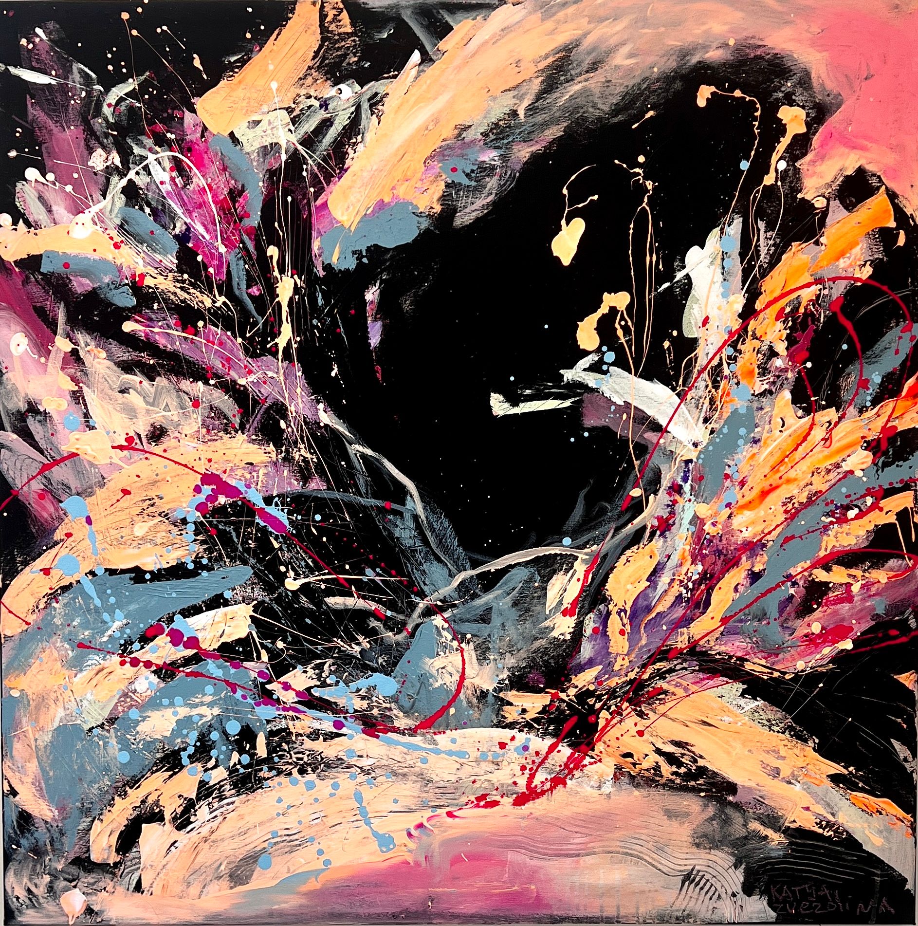 Екатерина Звездина (Картина, живопись - 
                  100 x 100 см) Брызги единорога